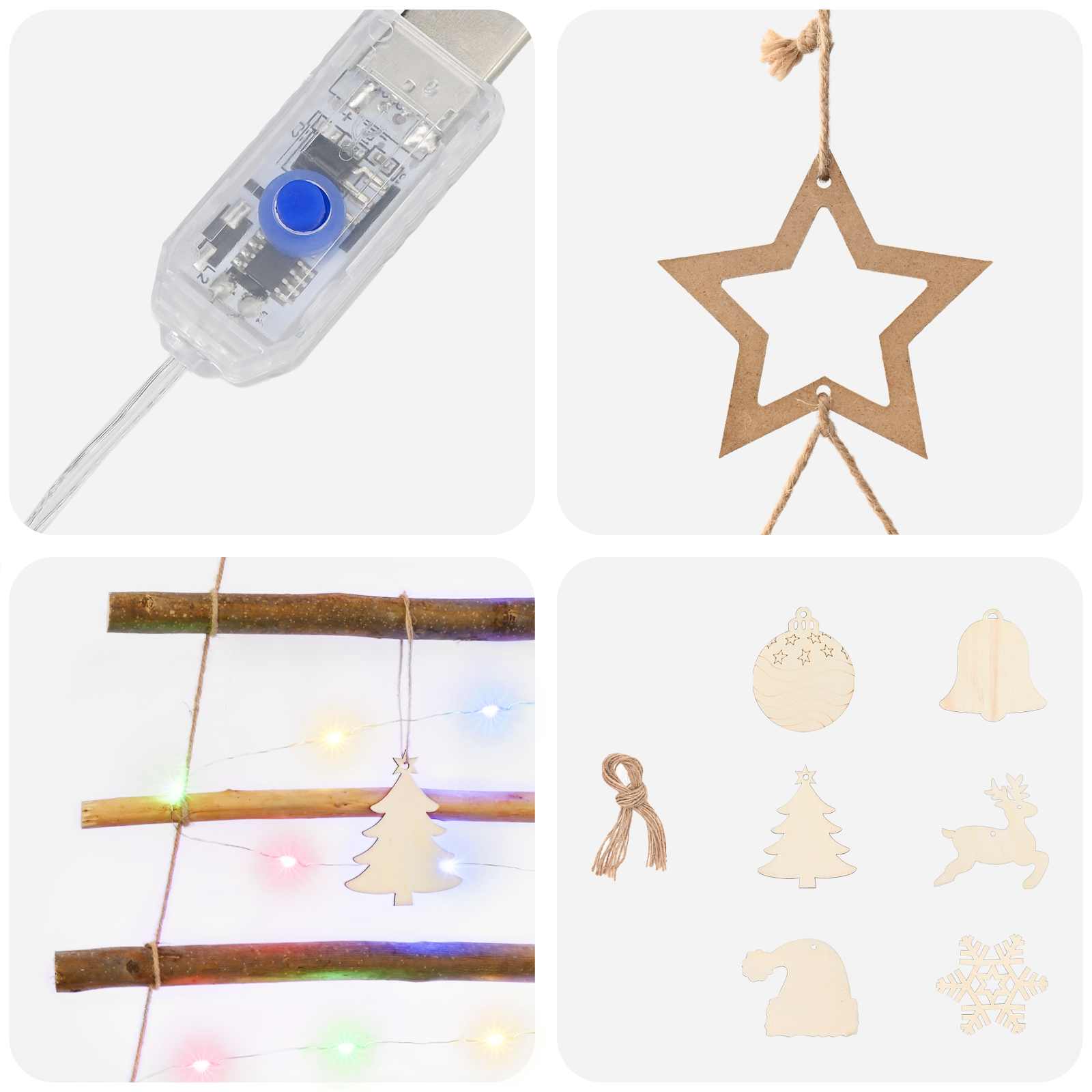 Albero di Natale appeso 120 cm 50 LED Multicolore