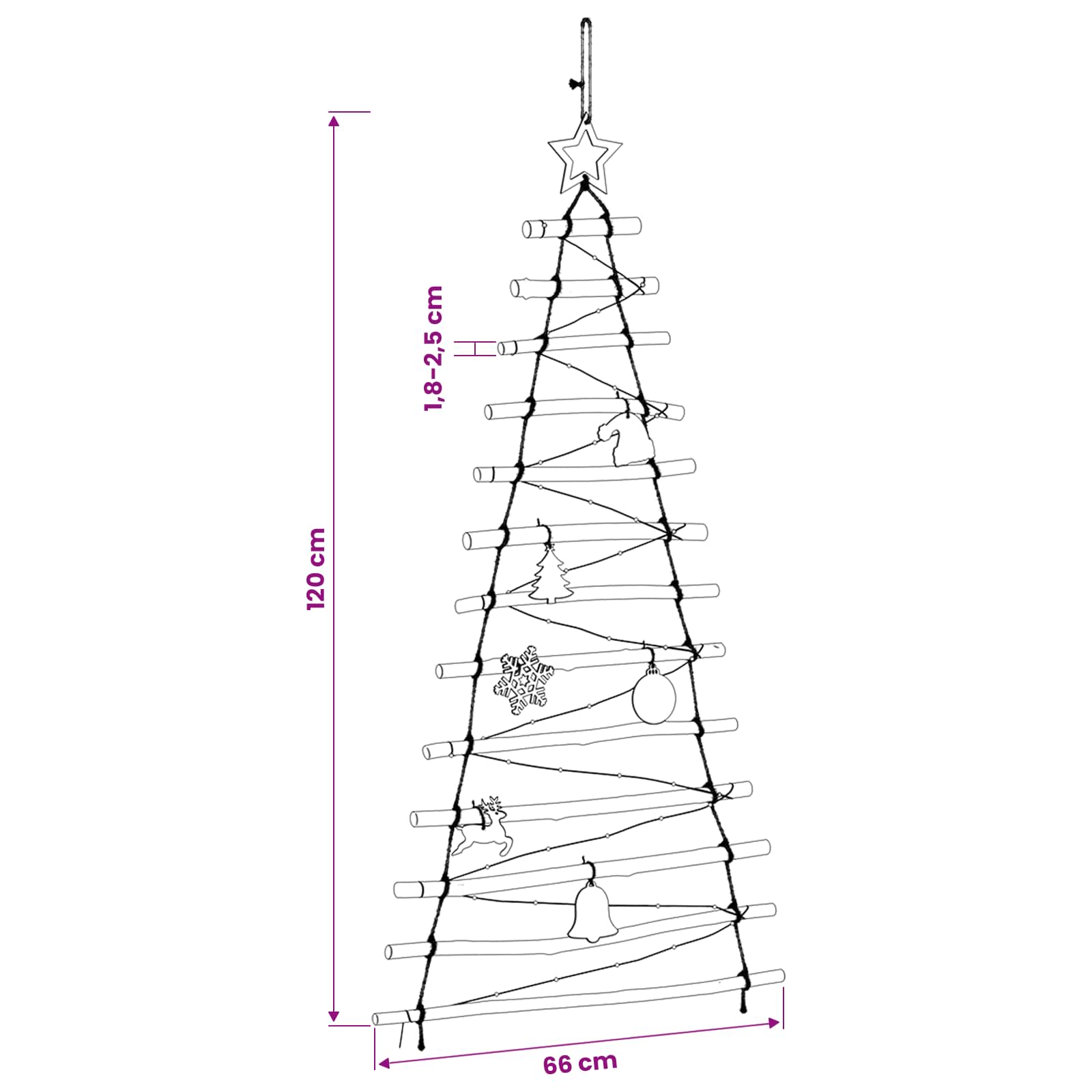 Albero di Natale appeso 120 cm 50 LED Multicolore