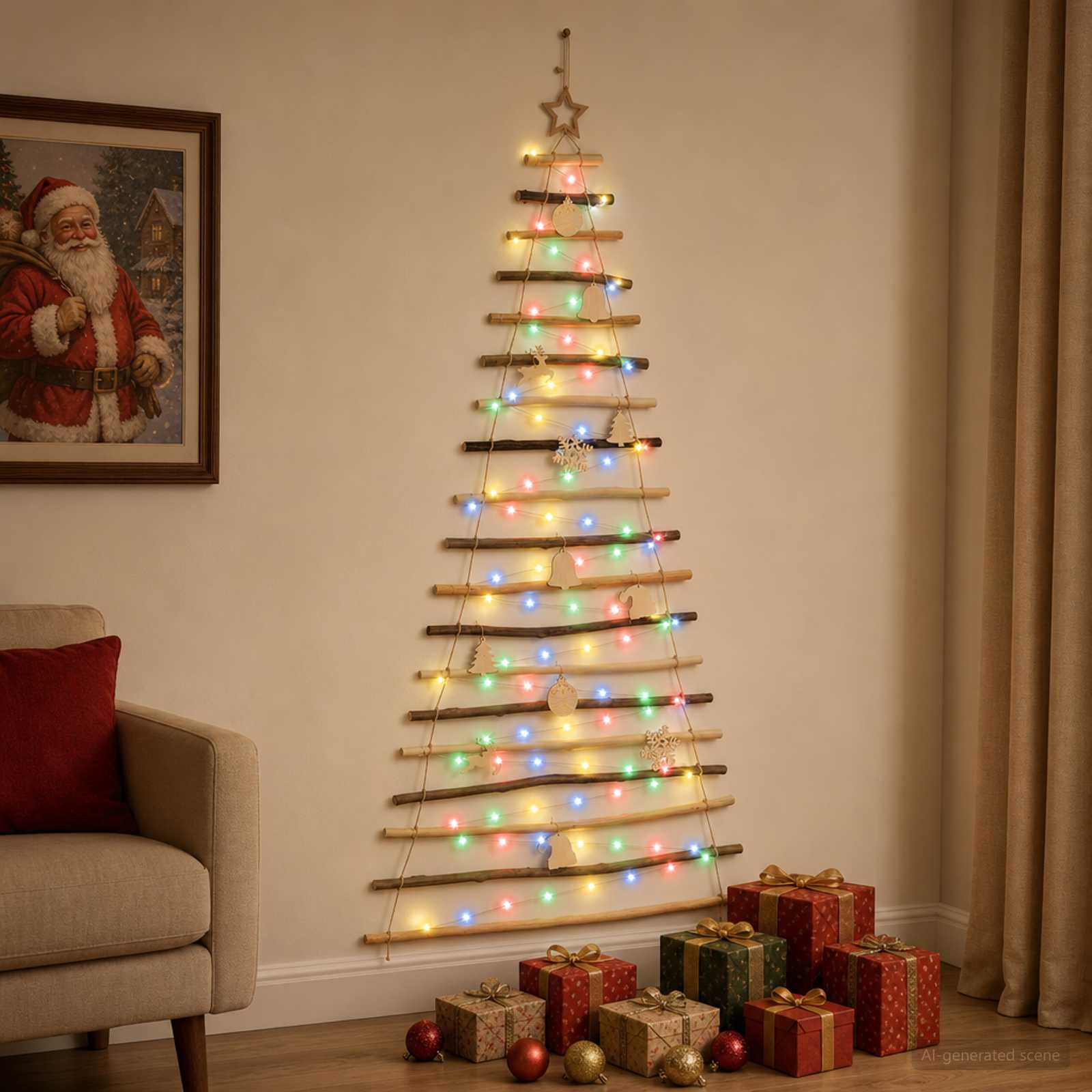 Albero di Natale appeso 180 cm 100 LED Multicolore