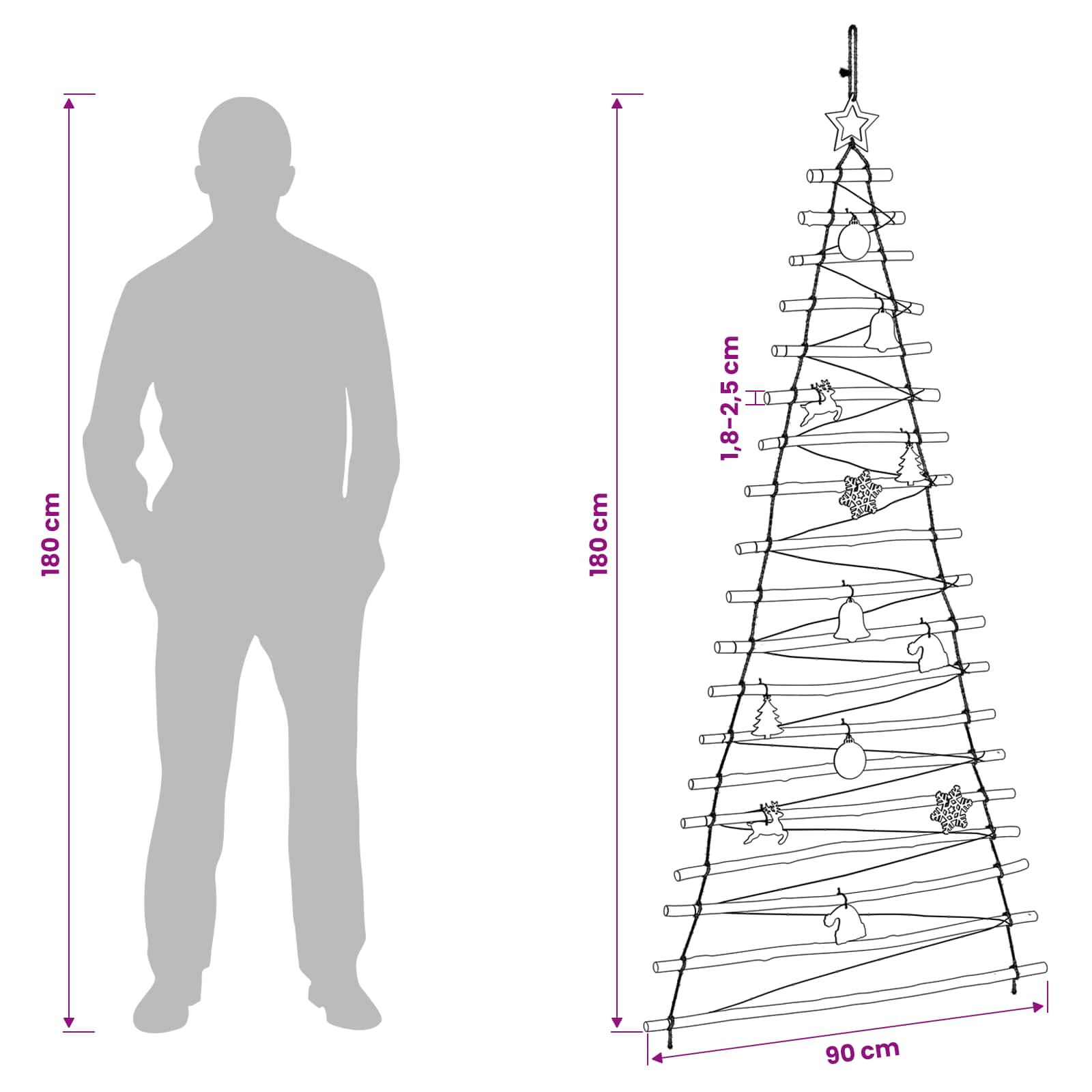 Albero di Natale appeso 180 cm 100 LED Multicolore