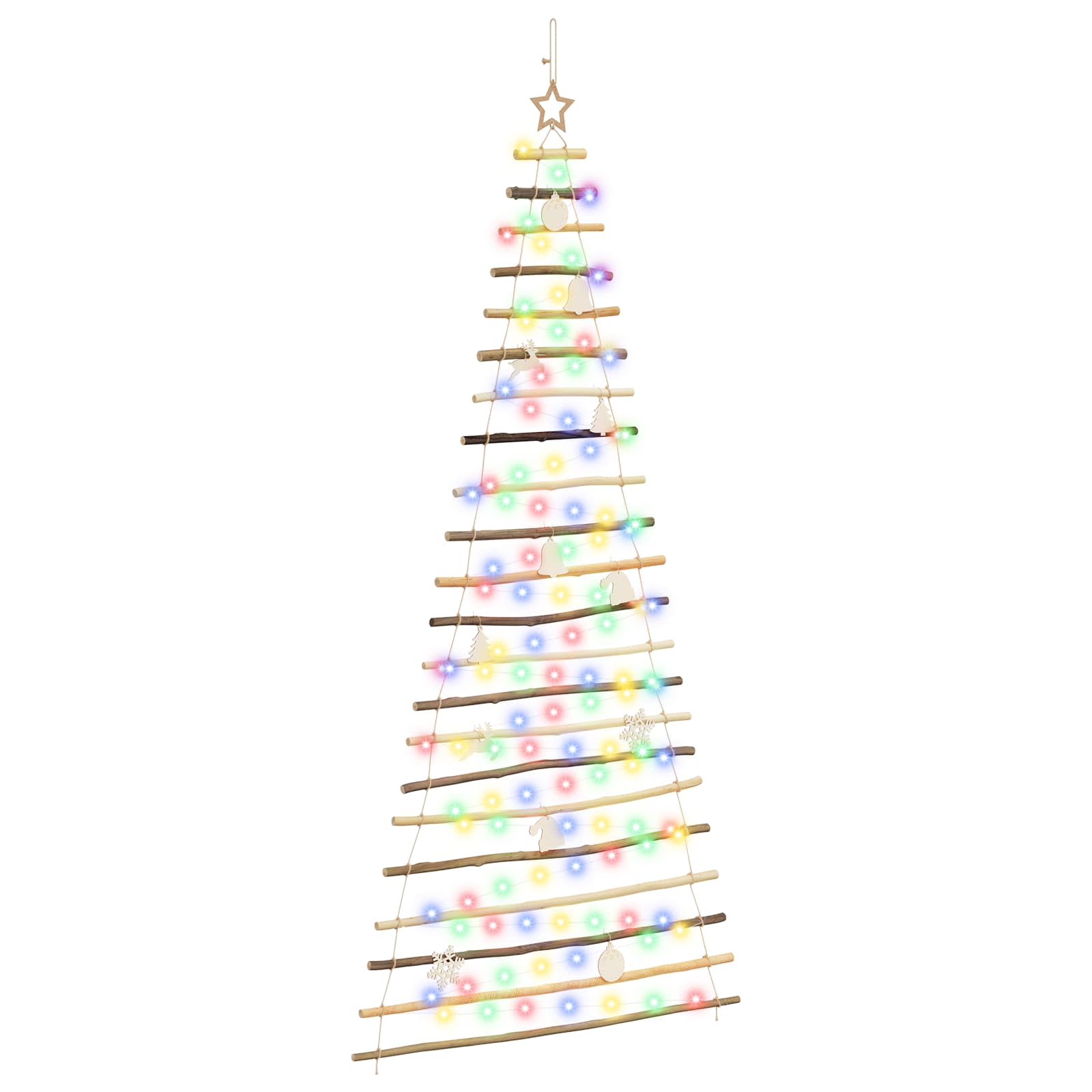 Albero di Natale appeso 210 cm 130 LED Multicolore