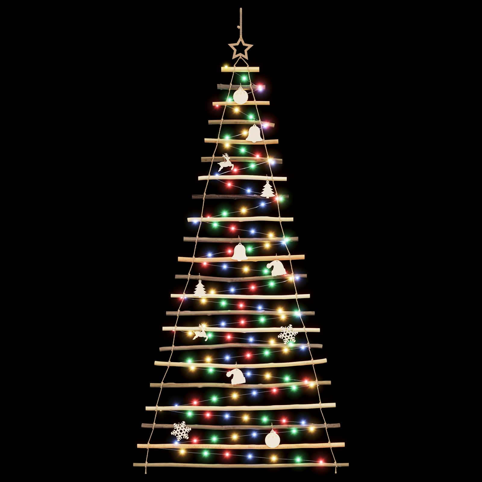 Albero di Natale appeso 210 cm 130 LED Multicolore