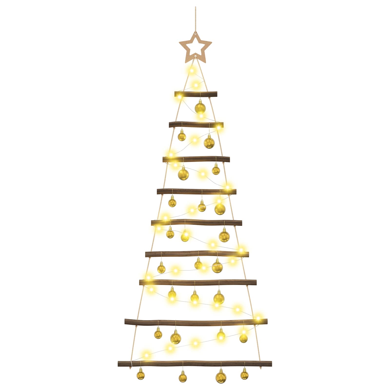 Albero di Natale appeso con palle 120 cm 50 LED Bianco caldo