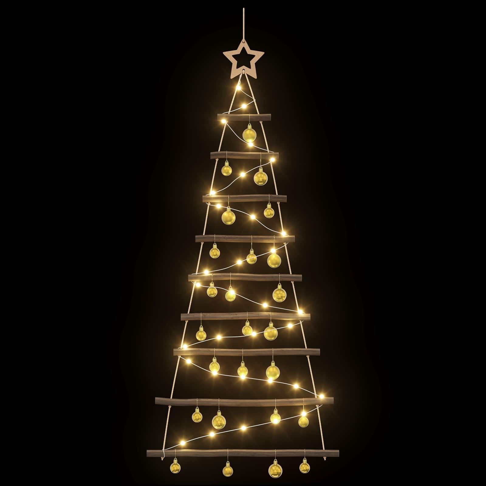 Albero di Natale appeso con palle 120 cm 50 LED Bianco caldo