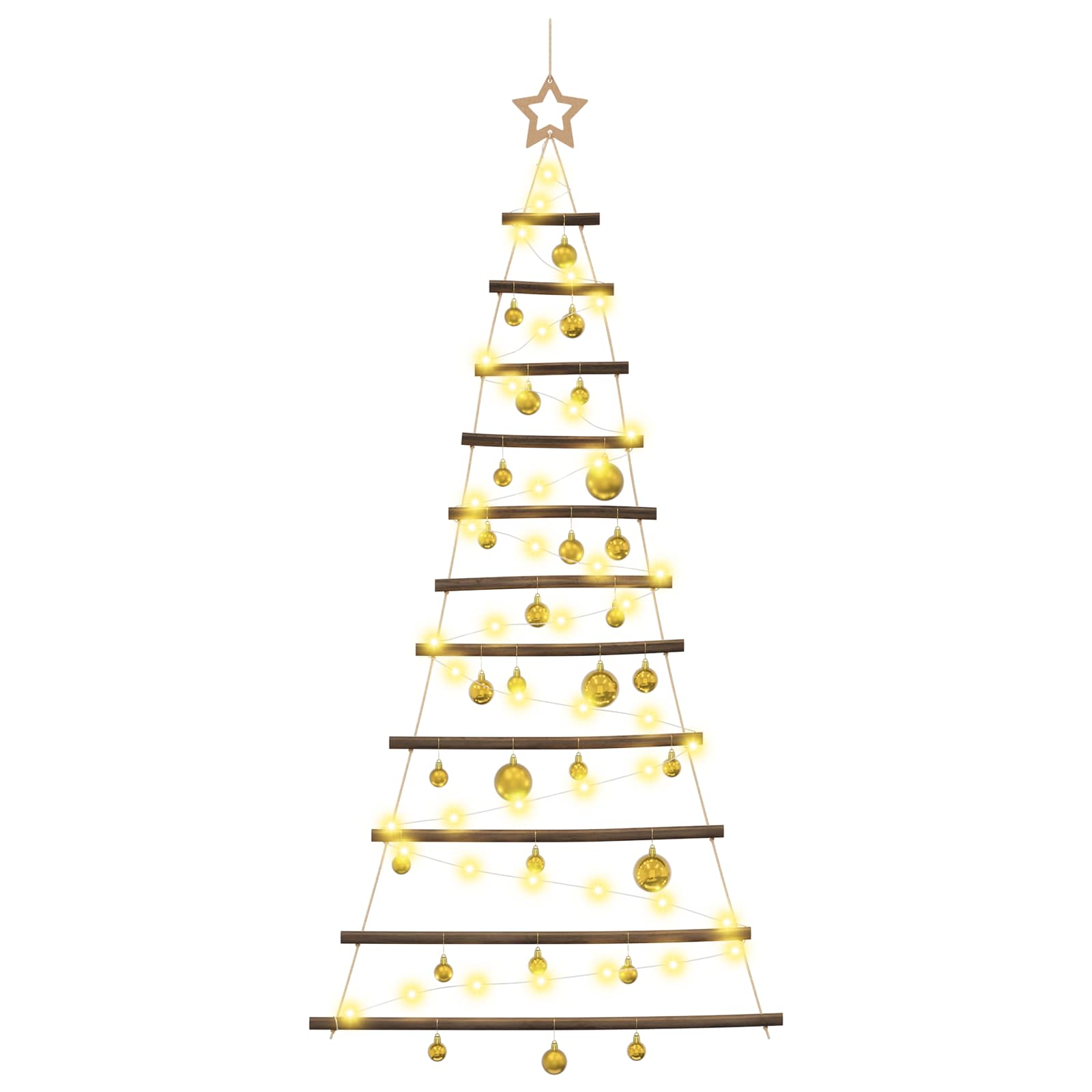 Albero di Natale appeso con palle 150 cm 80 LED Bianco caldo