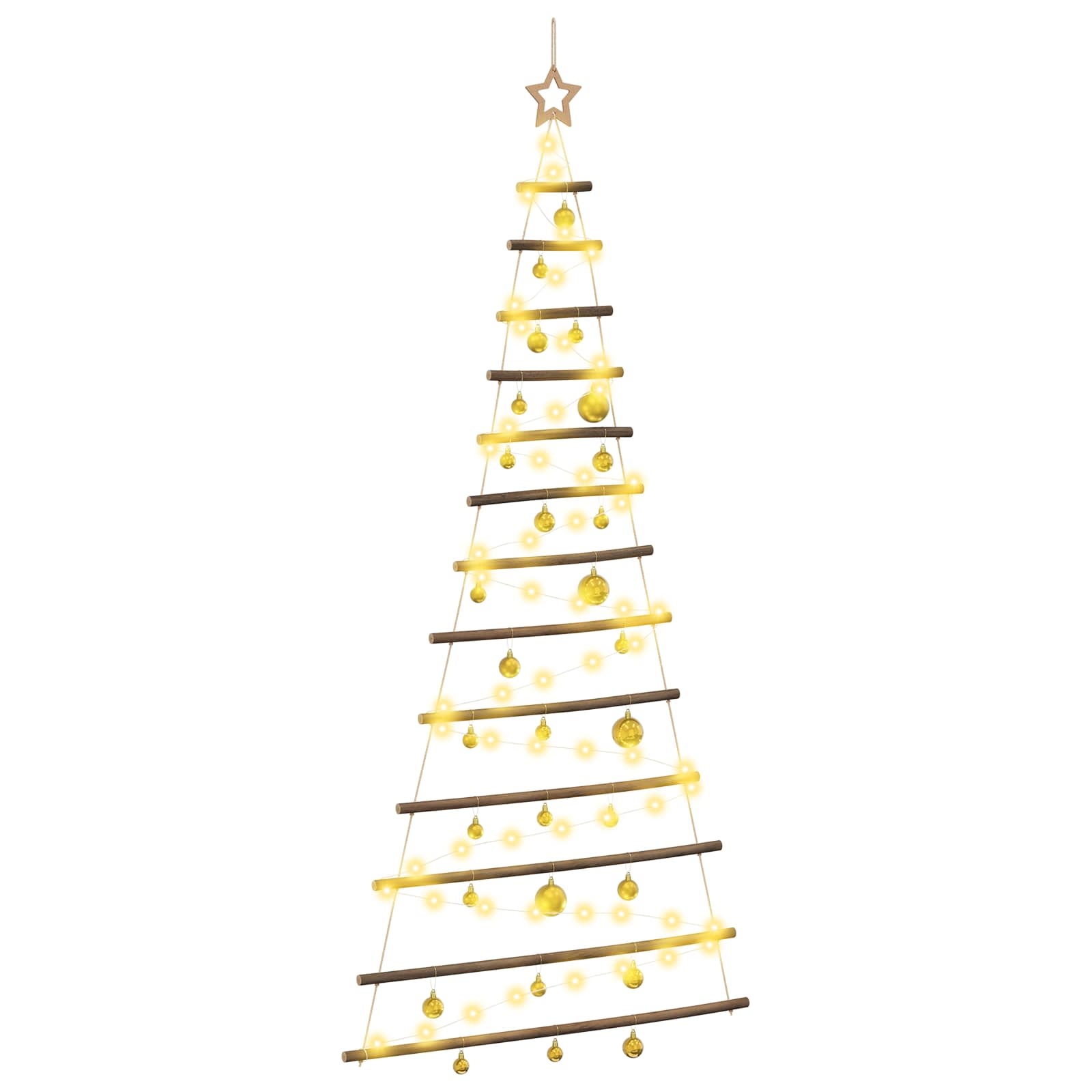 Albero di Natale appeso con palle 180 cm 100 LED Bianco caldo