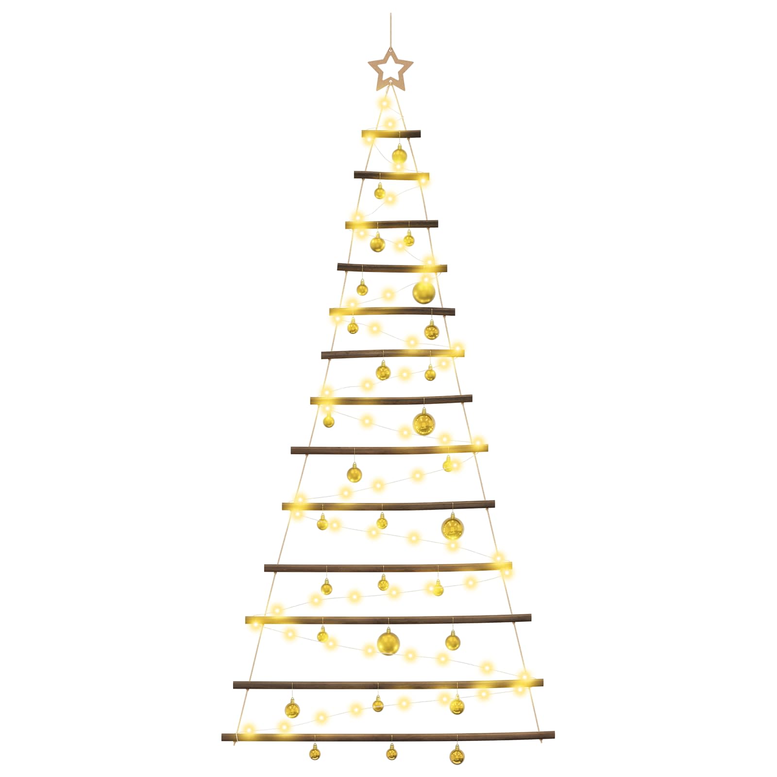Albero di Natale appeso con palle 180 cm 100 LED Bianco caldo