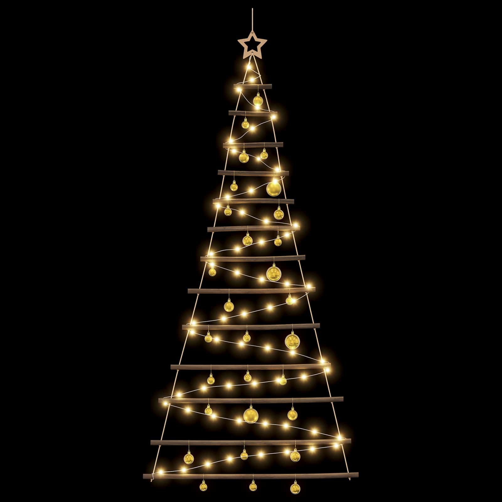 Albero di Natale appeso con palle 180 cm 100 LED Bianco caldo
