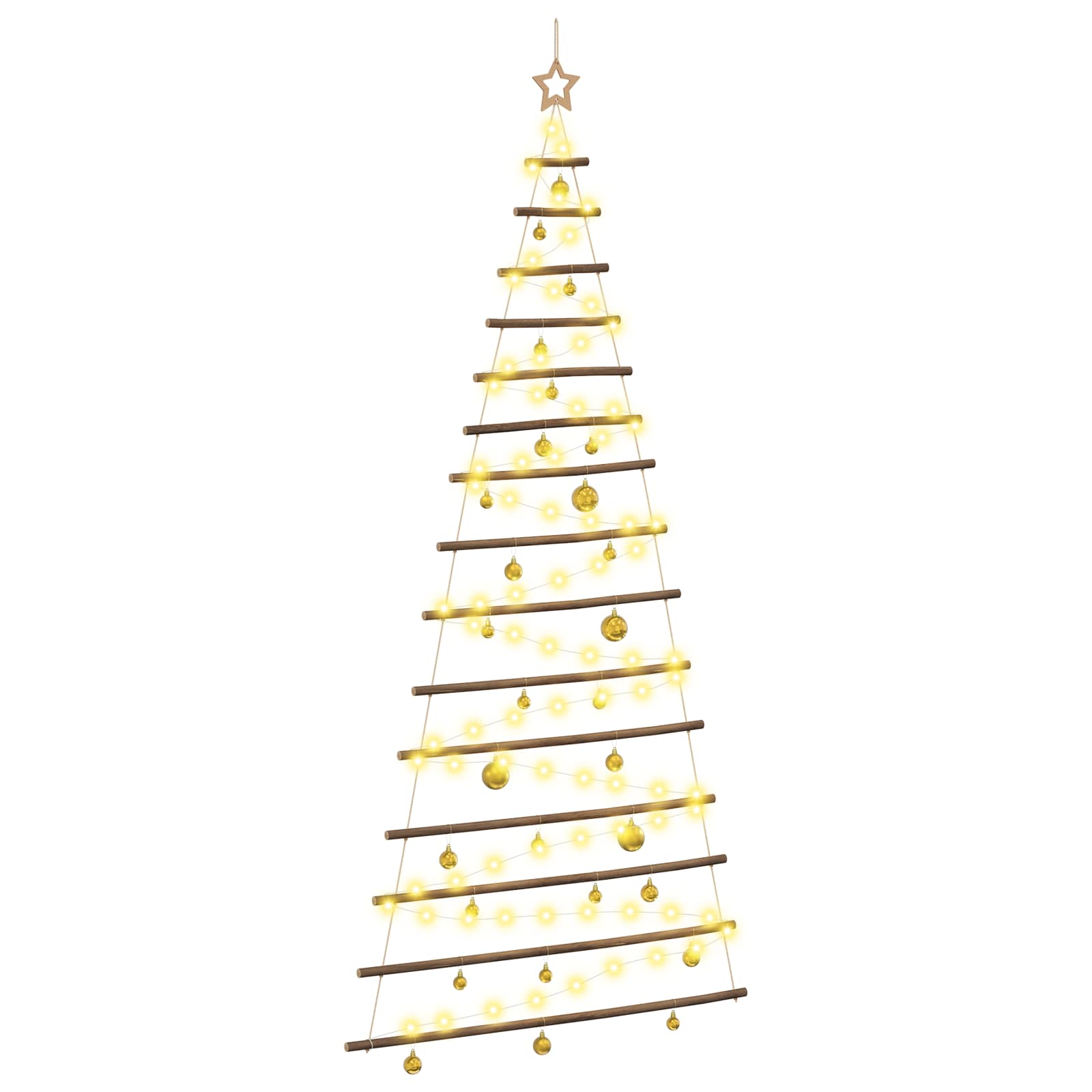 Albero di Natale appeso con palle 210 cm 130 LED Bianco caldo