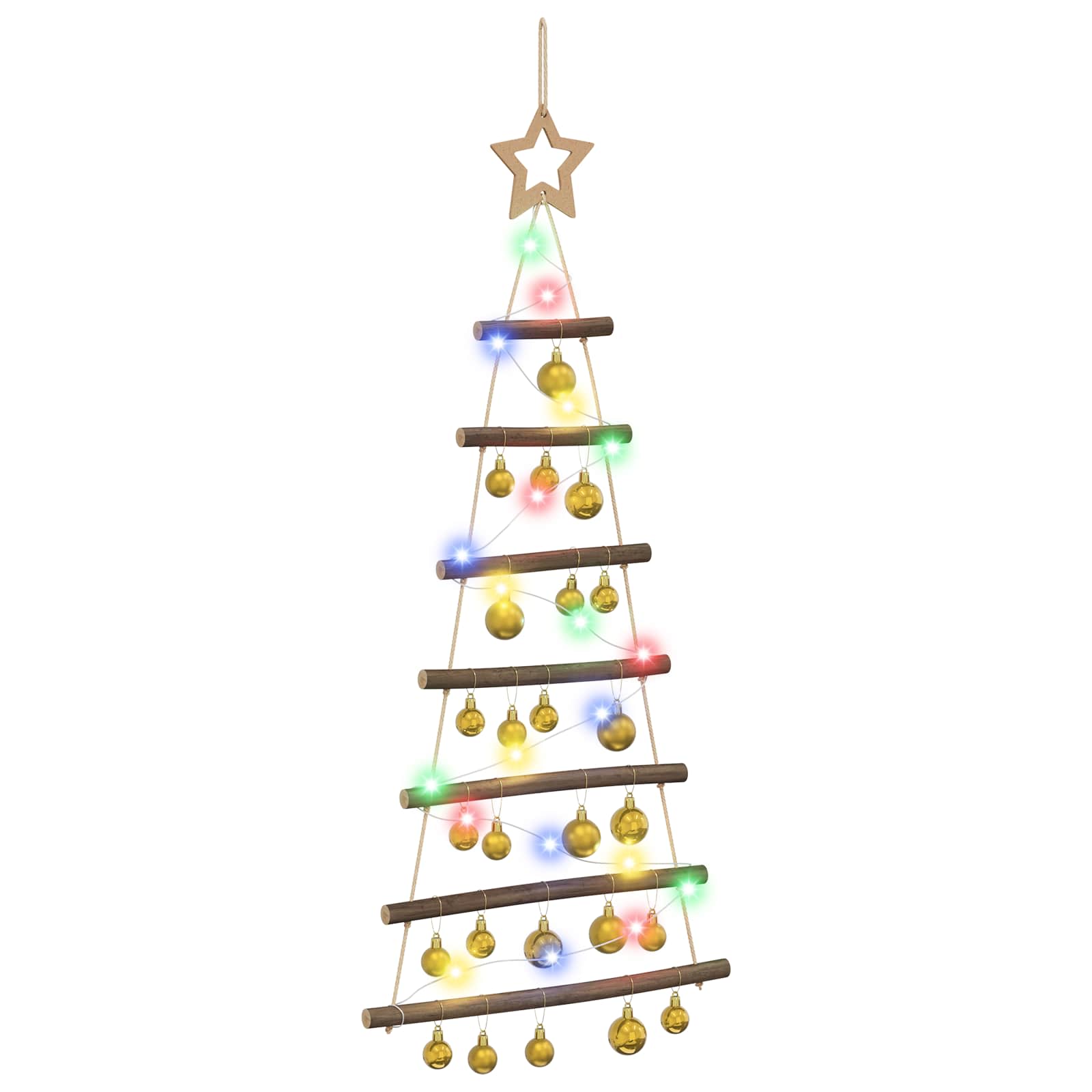 Albero di Natale appeso con palle 90 cm 30 LED Multicolore