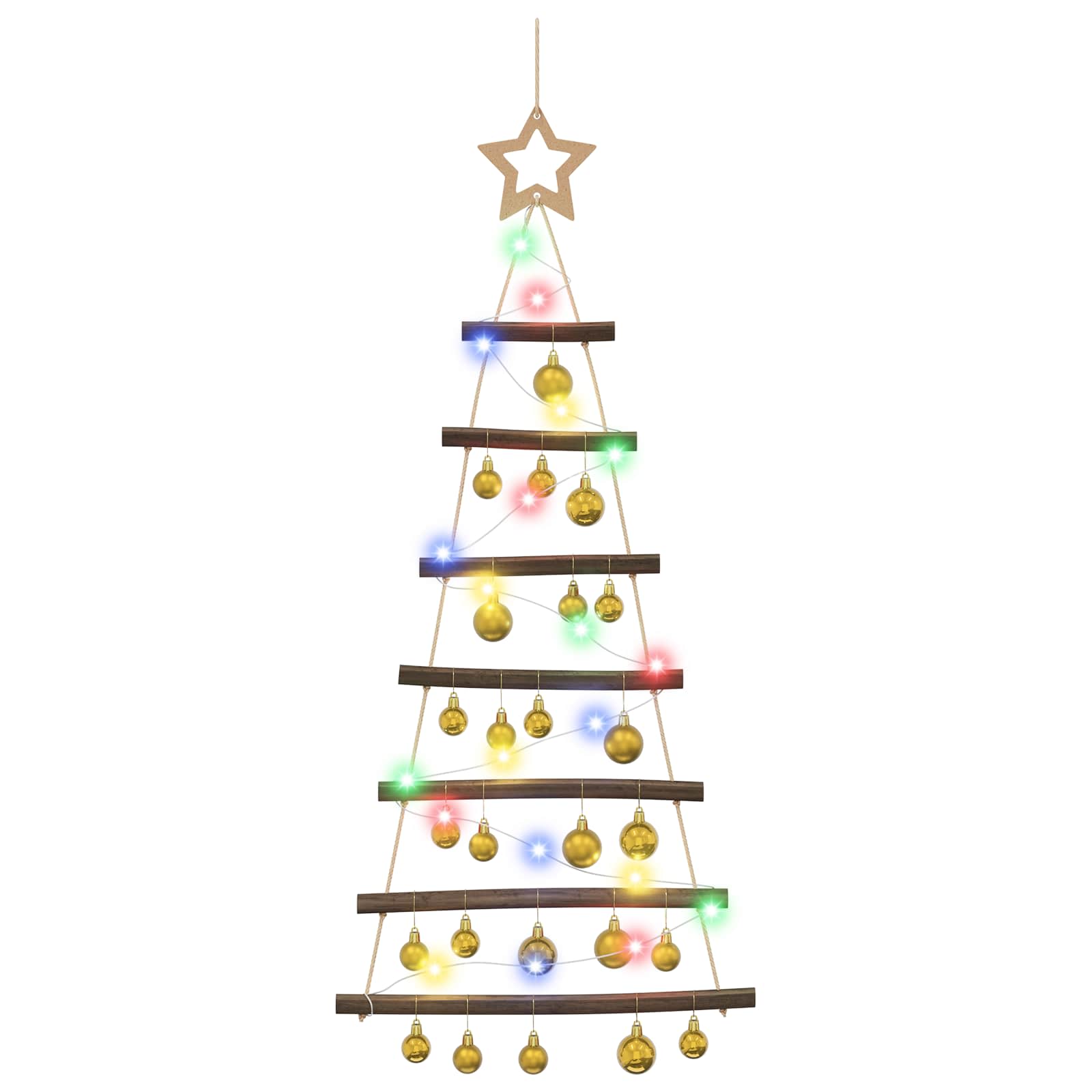 Albero di Natale appeso con palle 90 cm 30 LED Multicolore