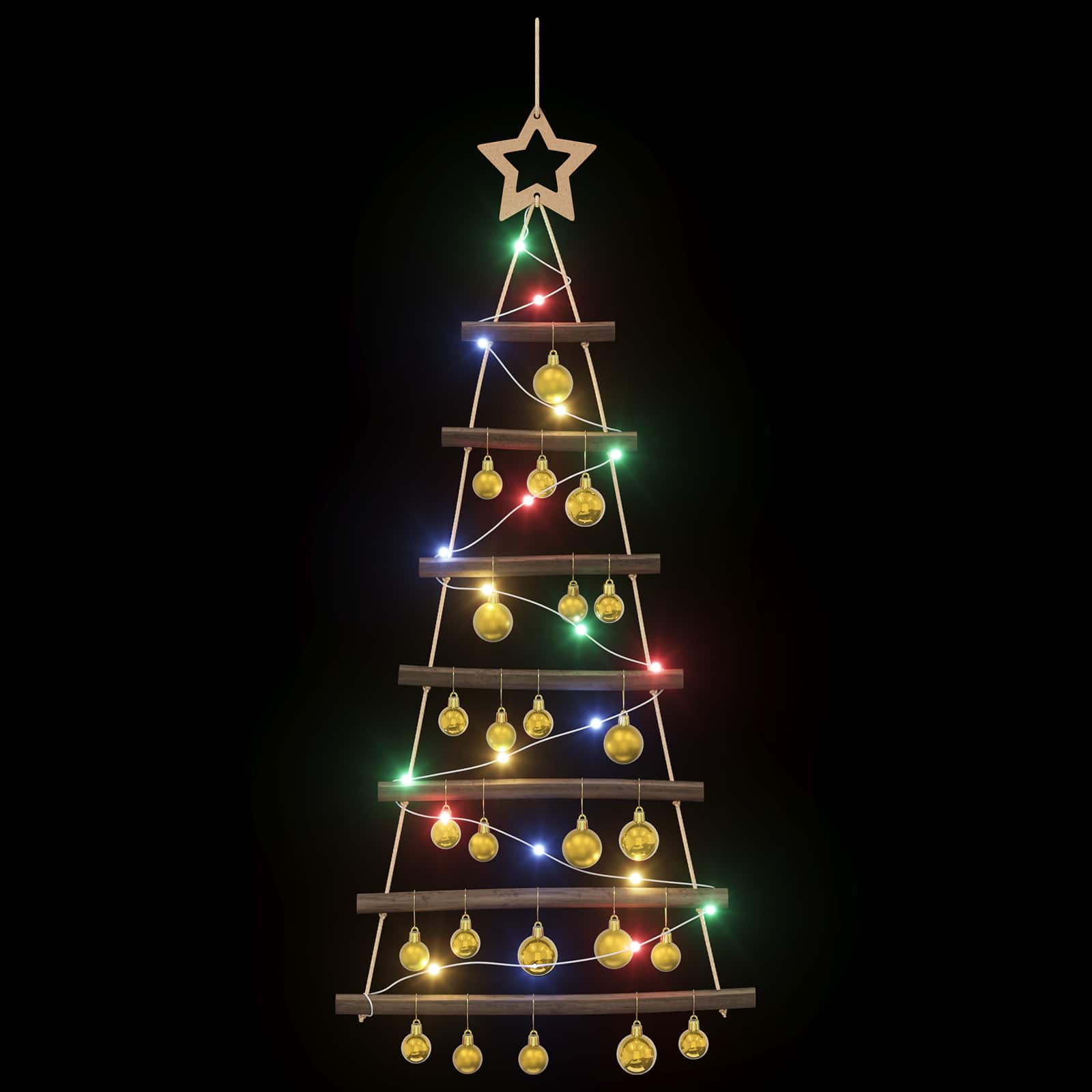 Albero di Natale appeso con palle 90 cm 30 LED Multicolore