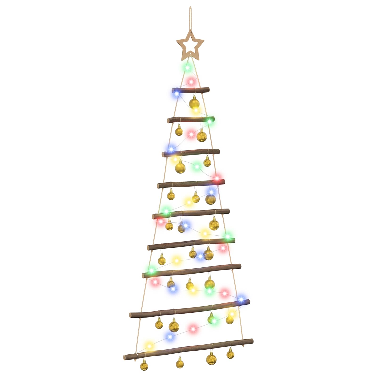 Albero di Natale appeso con palle 120 cm 50 LED Multicolore