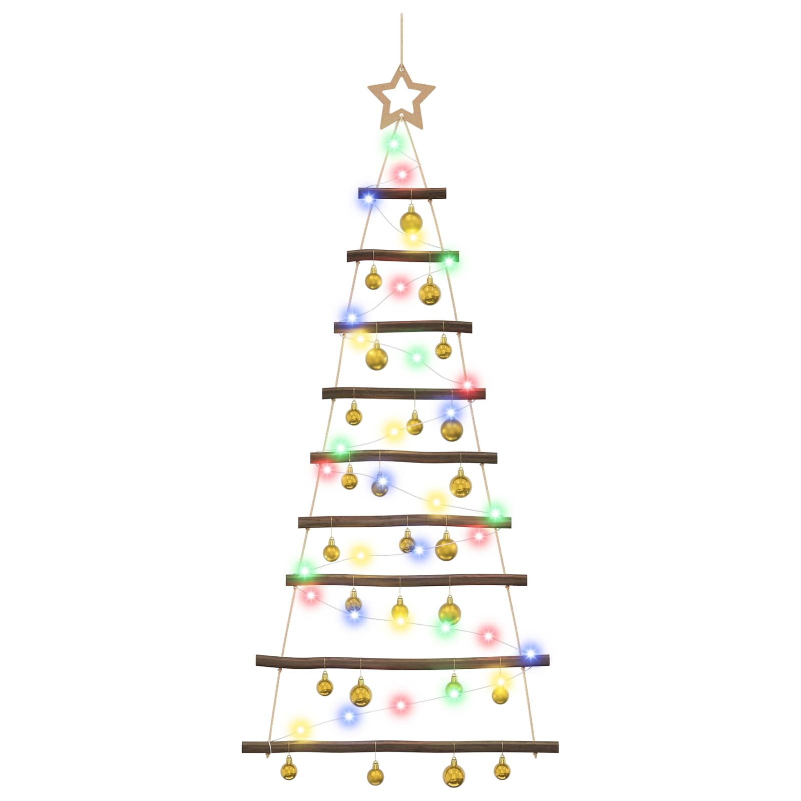 Albero di Natale appeso con palle 120 cm 50 LED Multicolore
