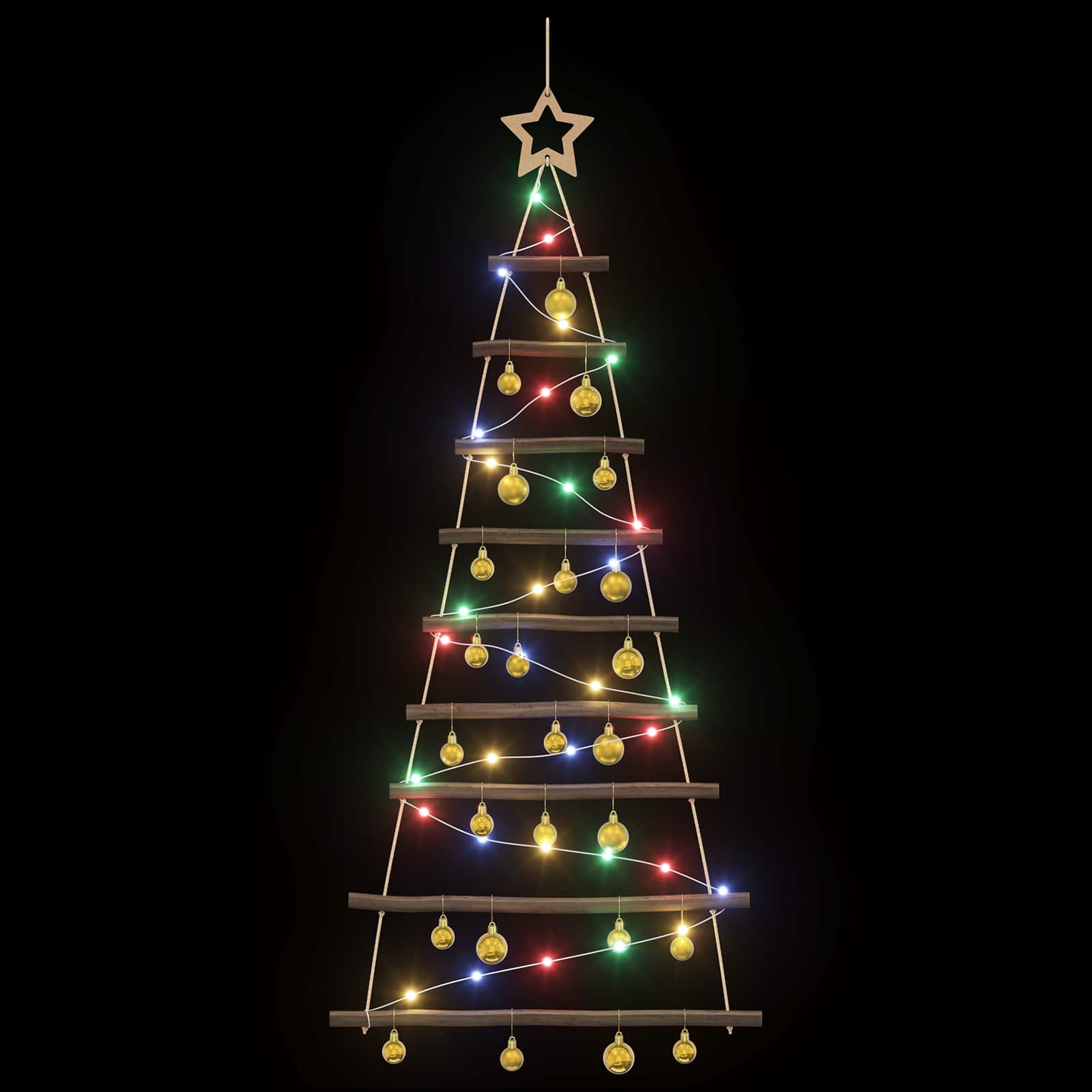 Albero di Natale appeso con palle 120 cm 50 LED Multicolore