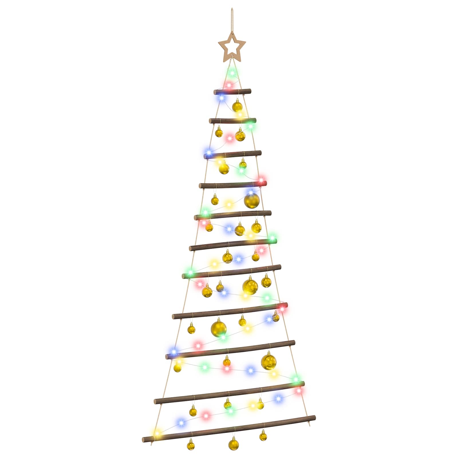 Albero di Natale appeso con palle 150 cm 80 LED Multicolore