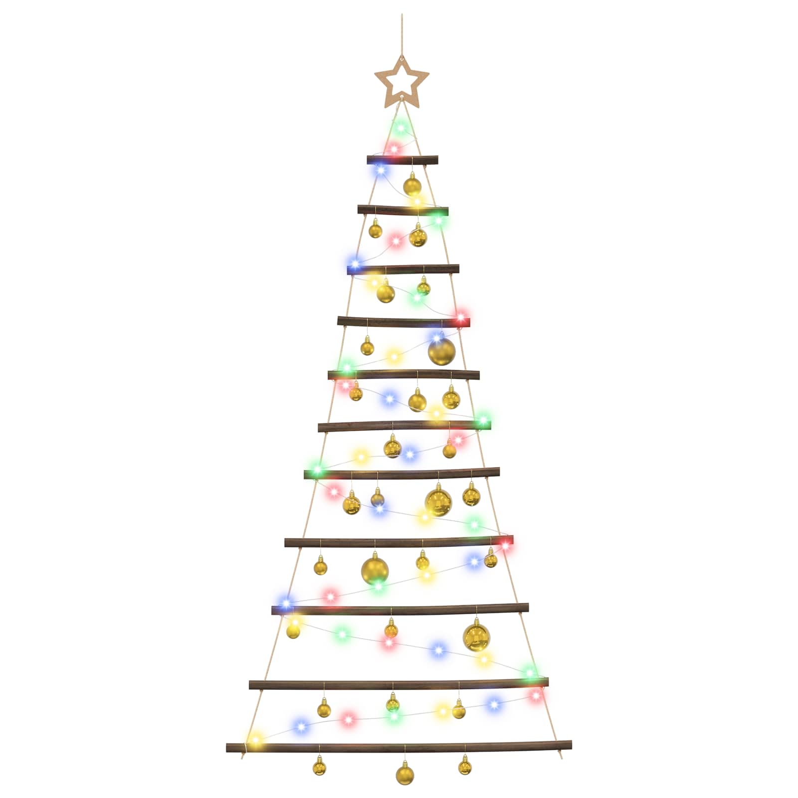 Albero di Natale appeso con palle 150 cm 80 LED Multicolore