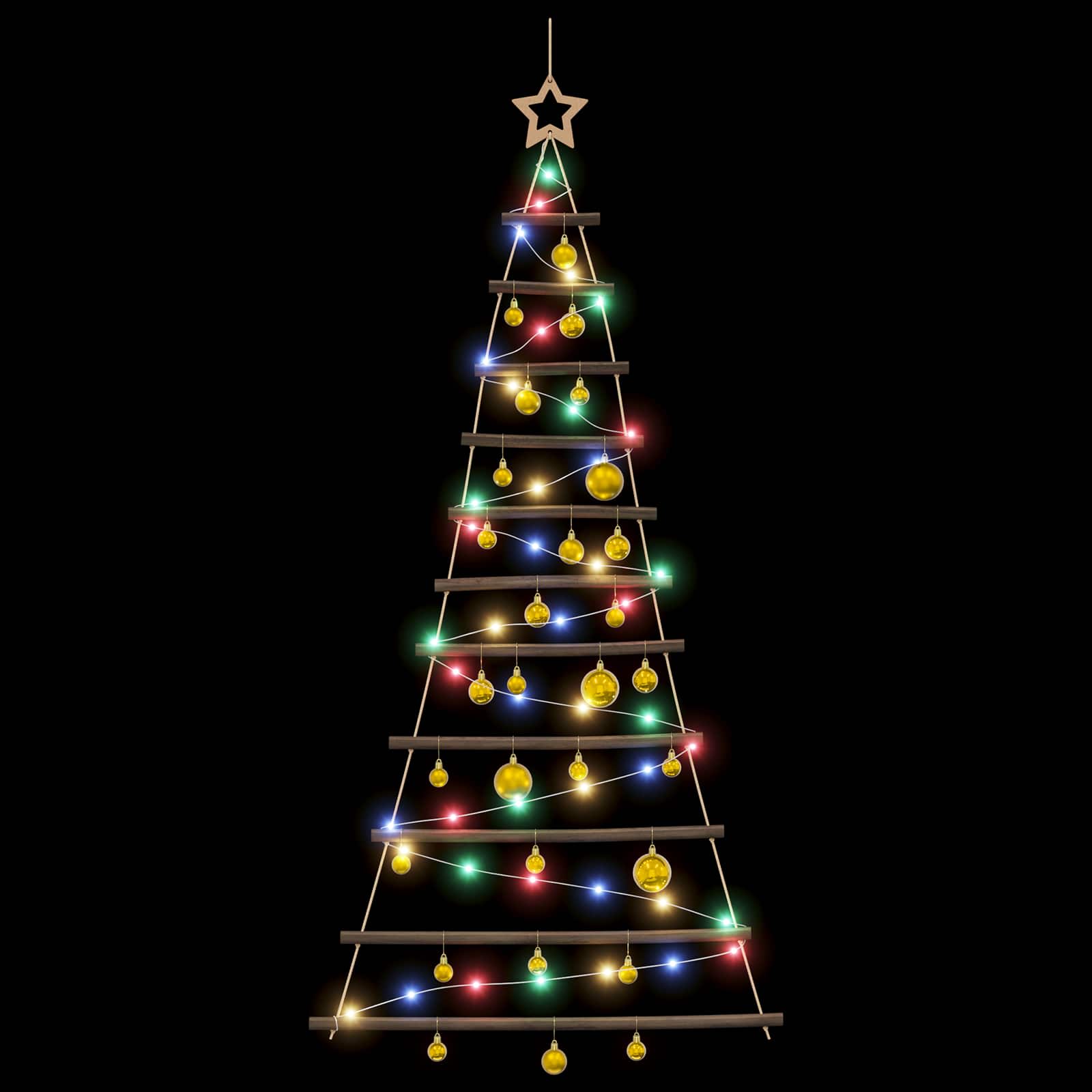 Albero di Natale appeso con palle 150 cm 80 LED Multicolore