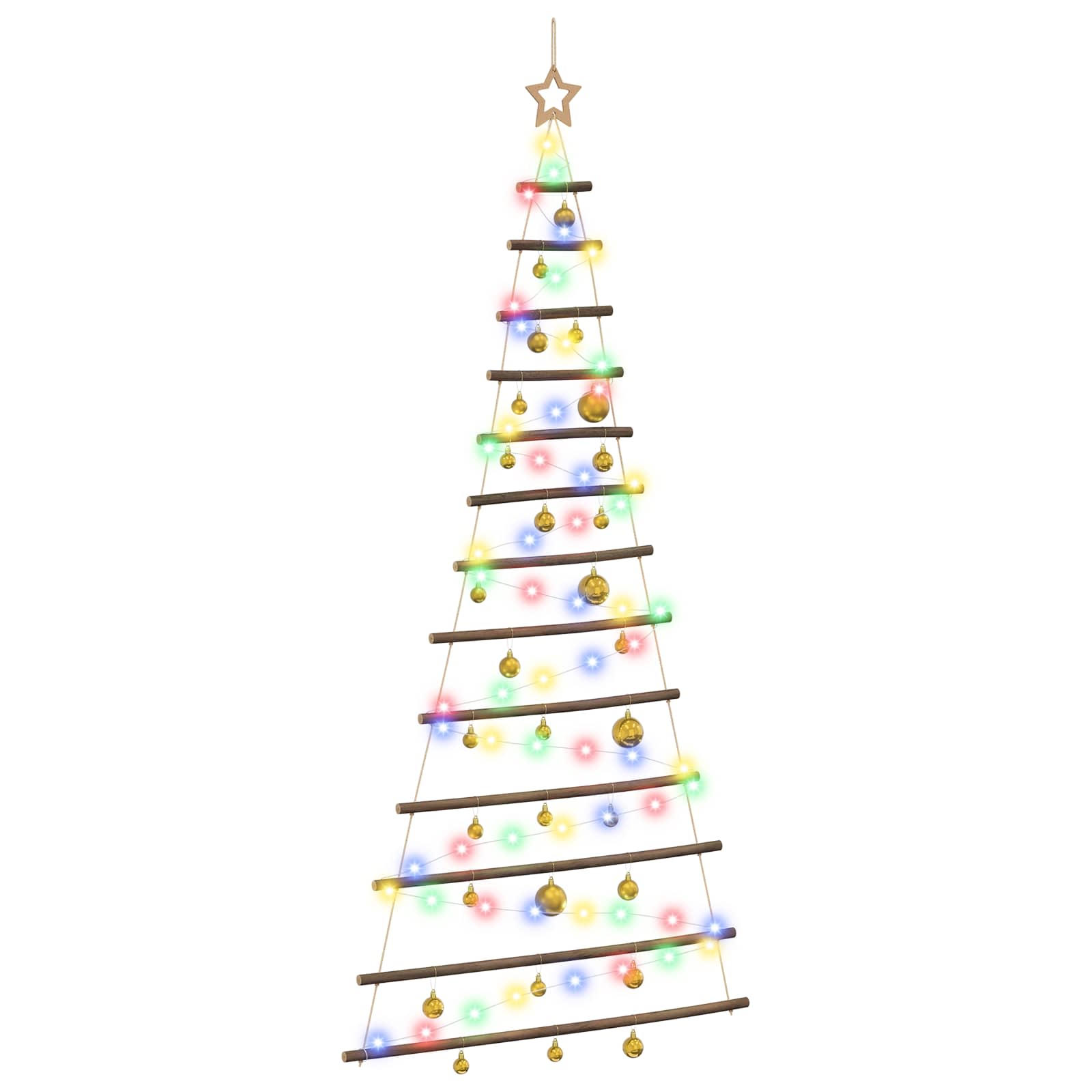 Albero di Natale appeso con palle 180 cm 100 LED Multicolore