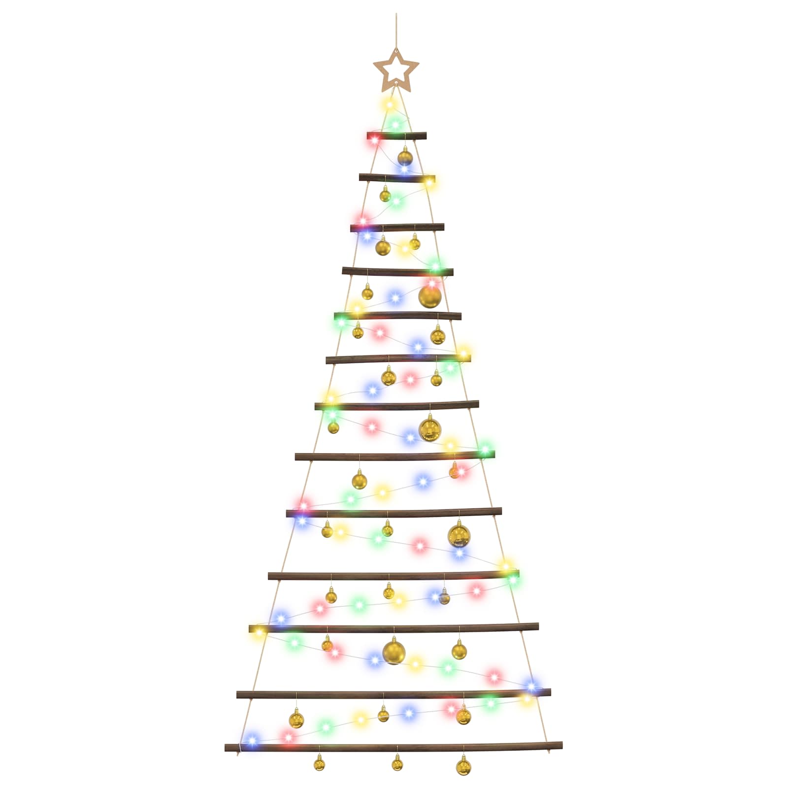 Albero di Natale appeso con palle 180 cm 100 LED Multicolore