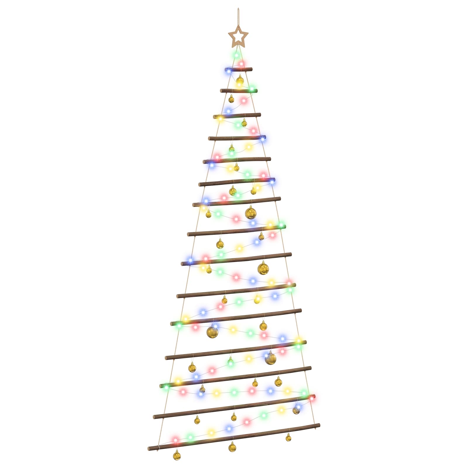 Albero di Natale appeso con palle 210 cm 130 LED Multicolore