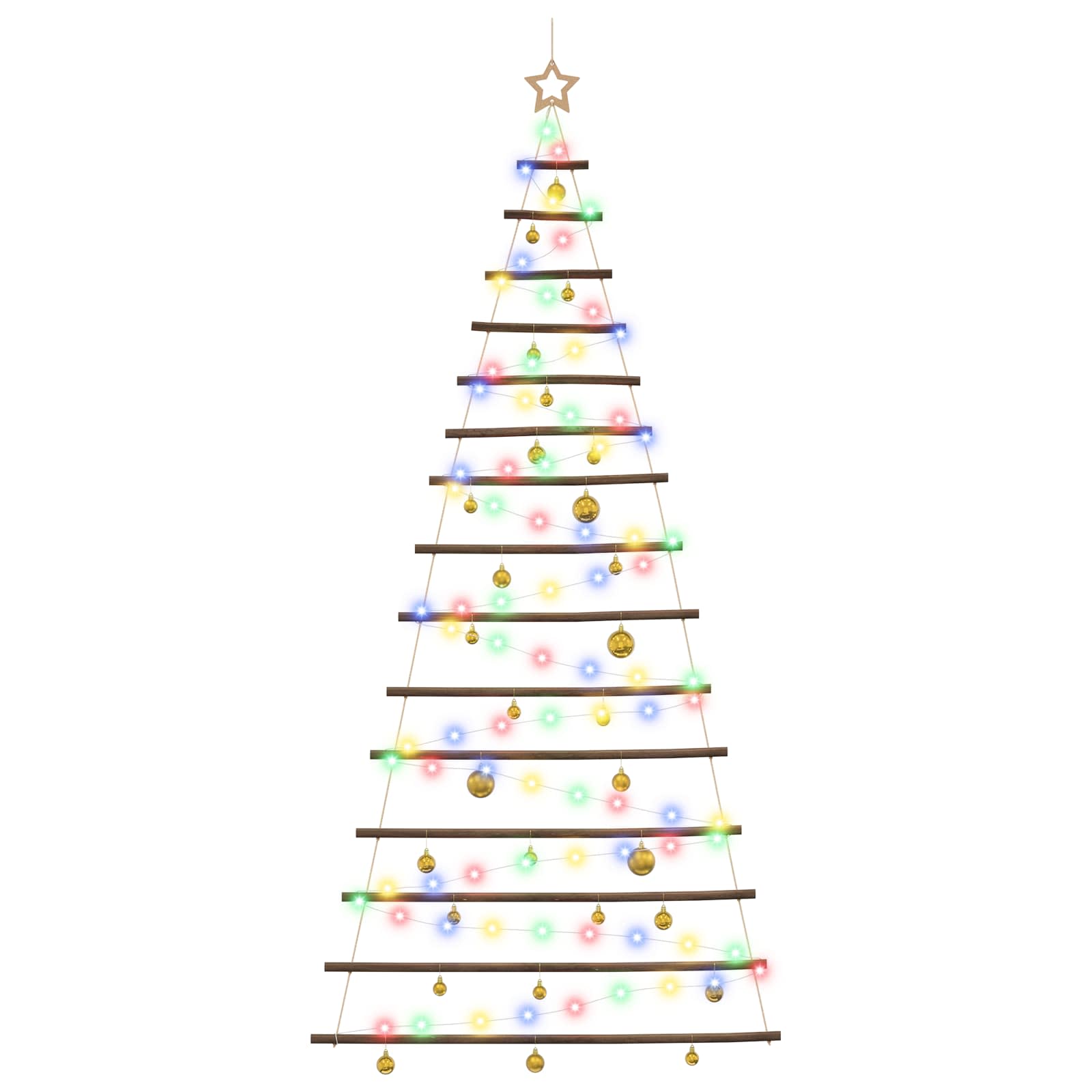 Albero di Natale appeso con palle 210 cm 130 LED Multicolore
