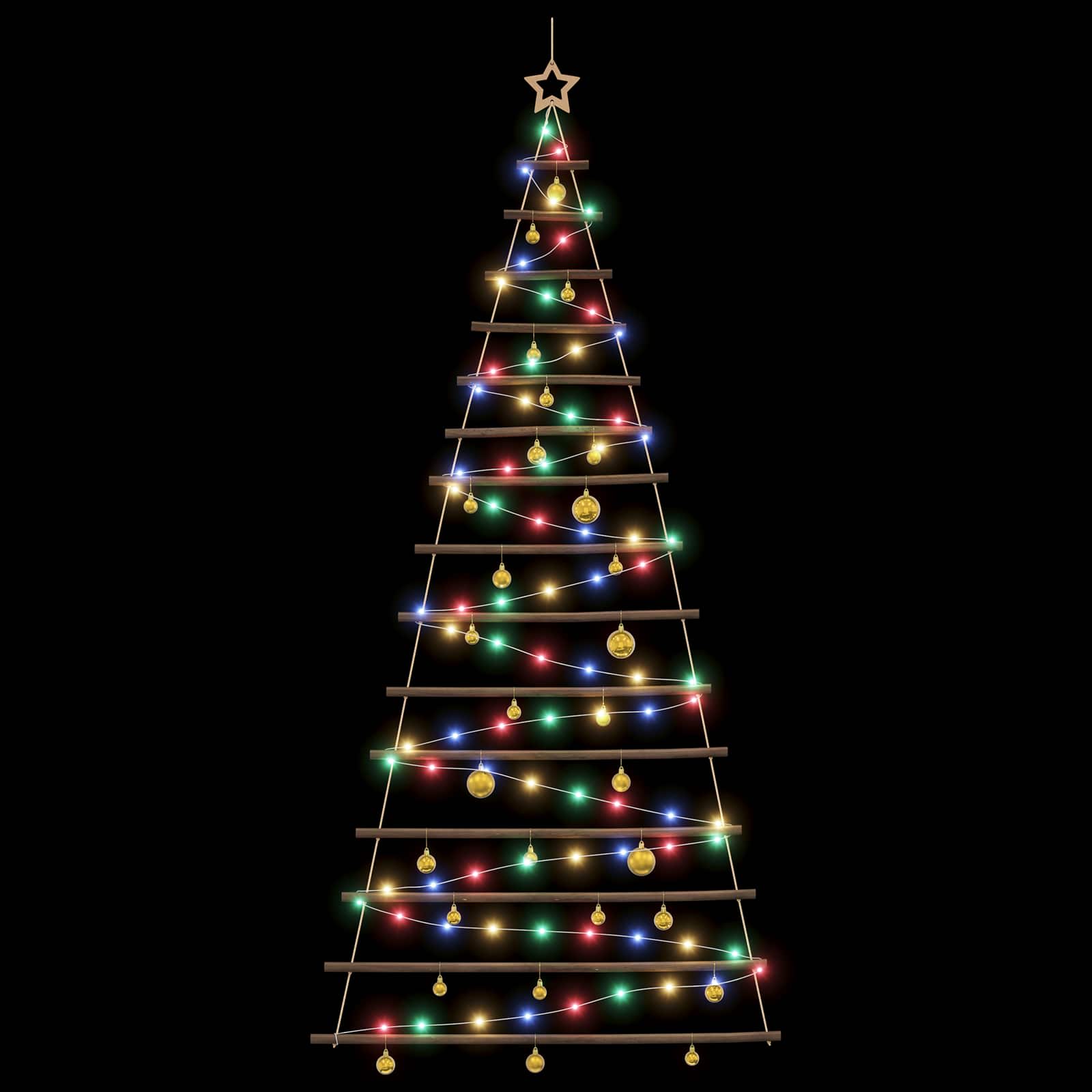 Albero di Natale appeso con palle 210 cm 130 LED Multicolore
