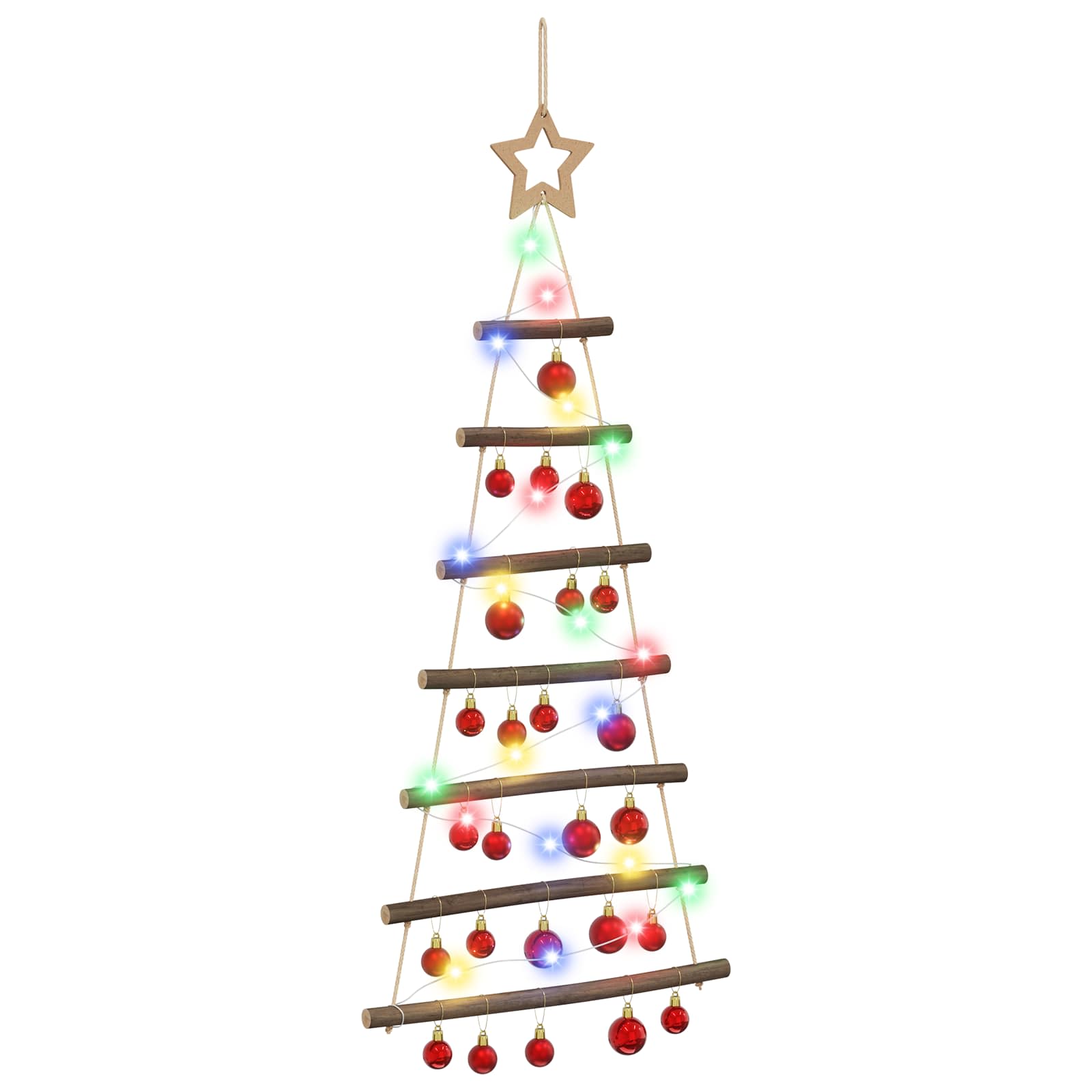 Albero di Natale appeso con palle 90 cm 30 LED Multicolore