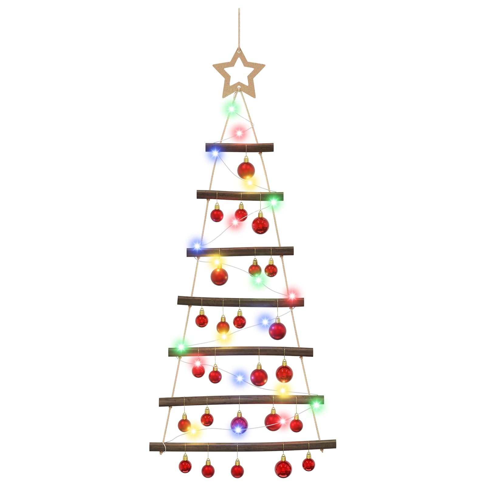 Albero di Natale appeso con palle 90 cm 30 LED Multicolore
