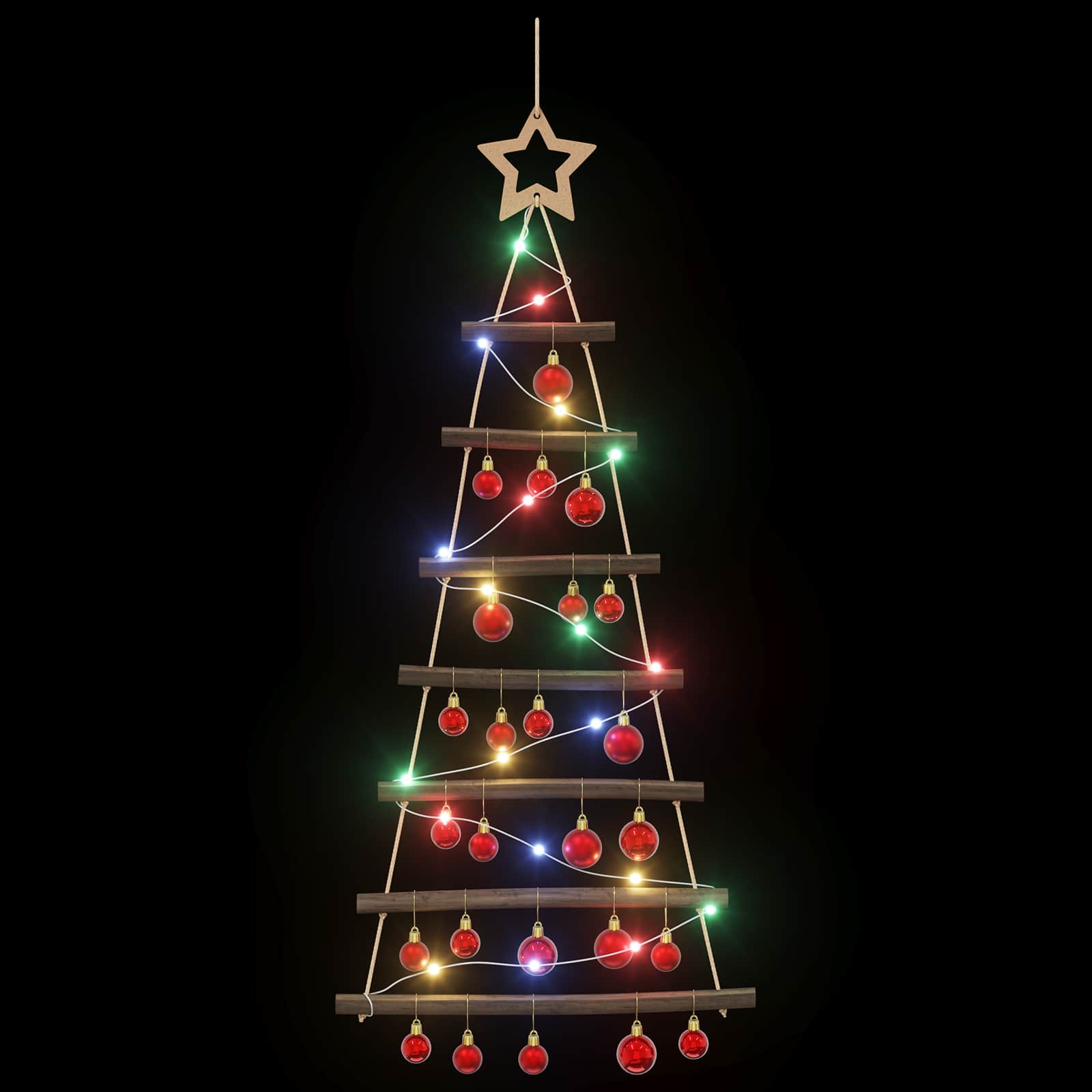 Albero di Natale appeso con palle 90 cm 30 LED Multicolore