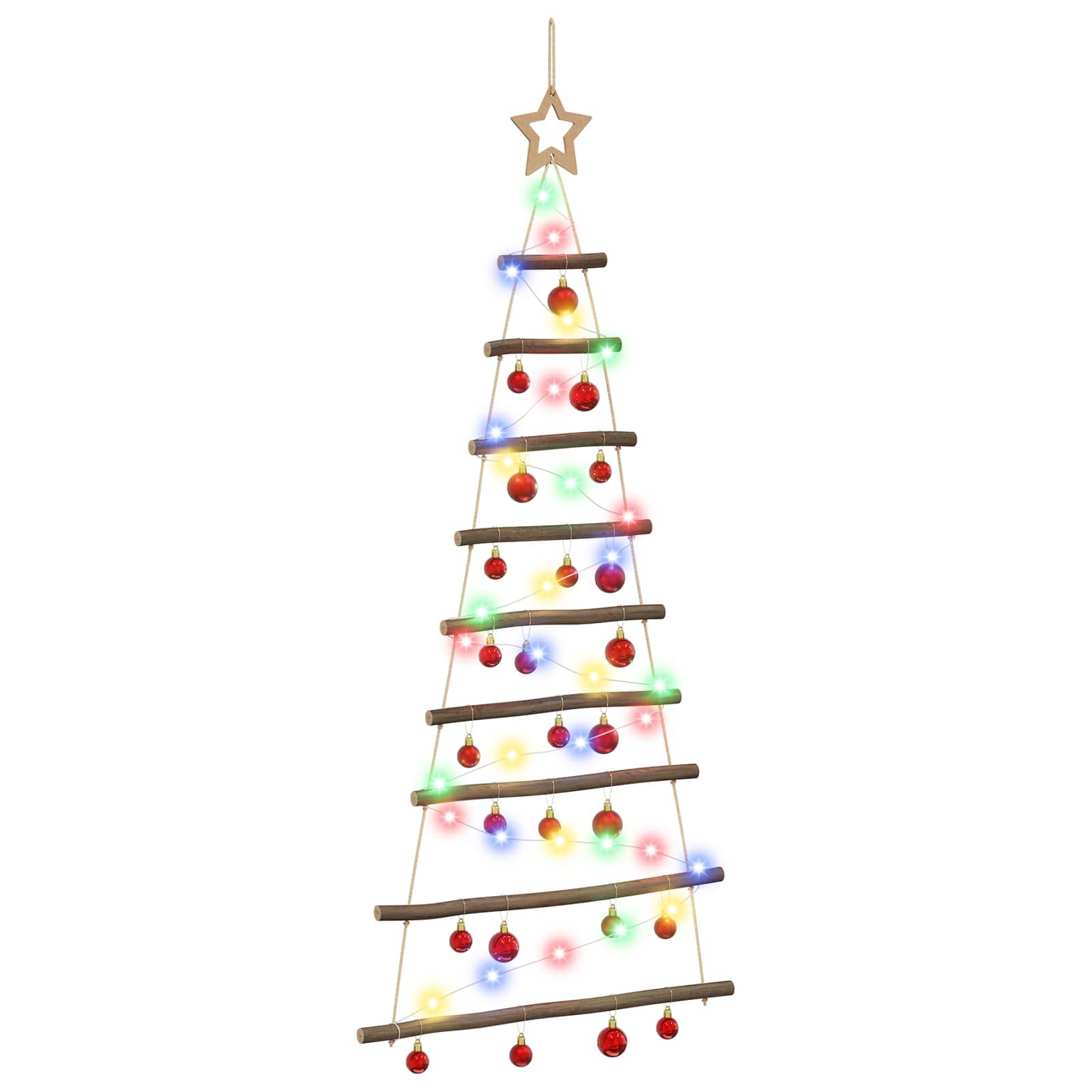 Albero di Natale appeso con palle 120 cm 50 LED Multicolore