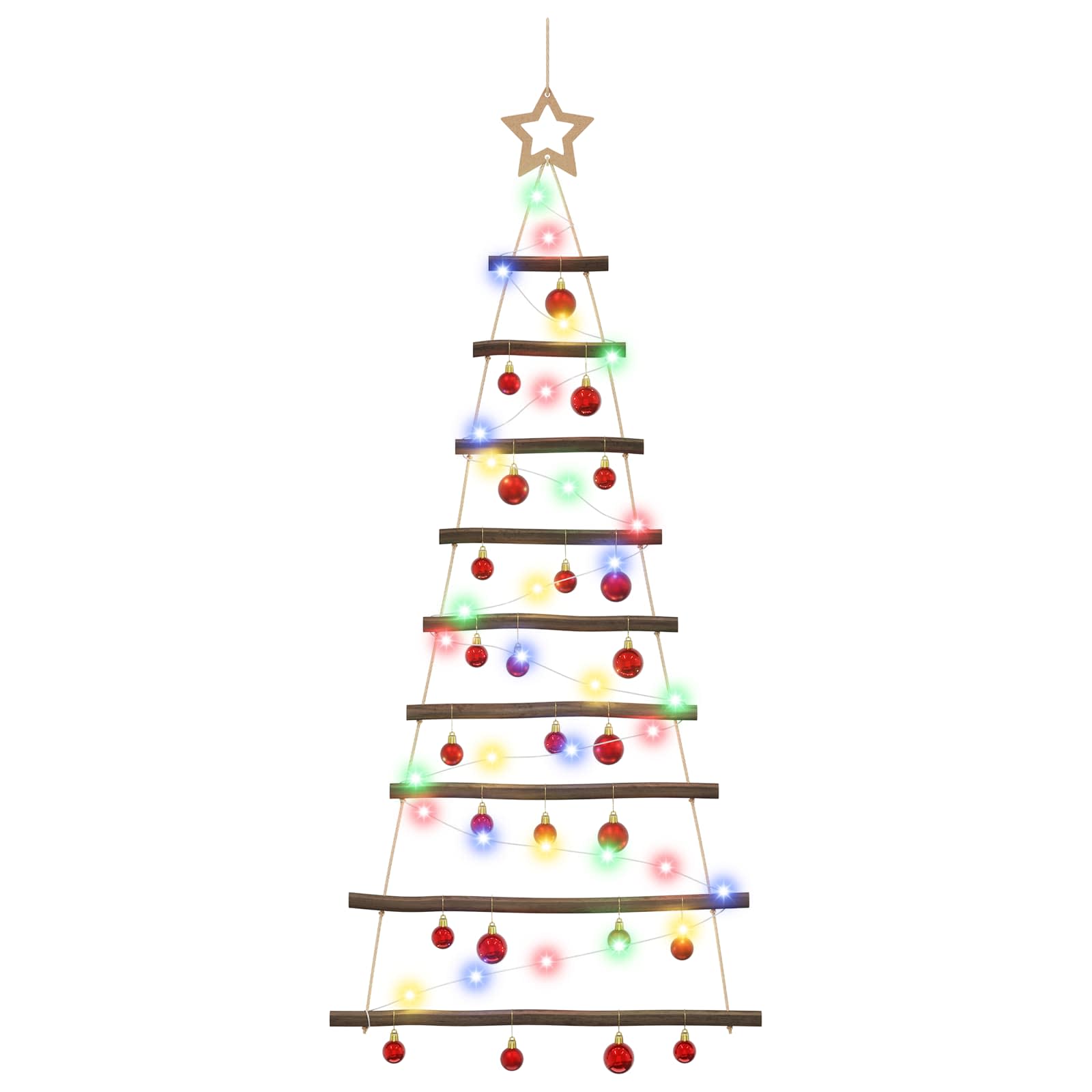 Albero di Natale appeso con palle 120 cm 50 LED Multicolore