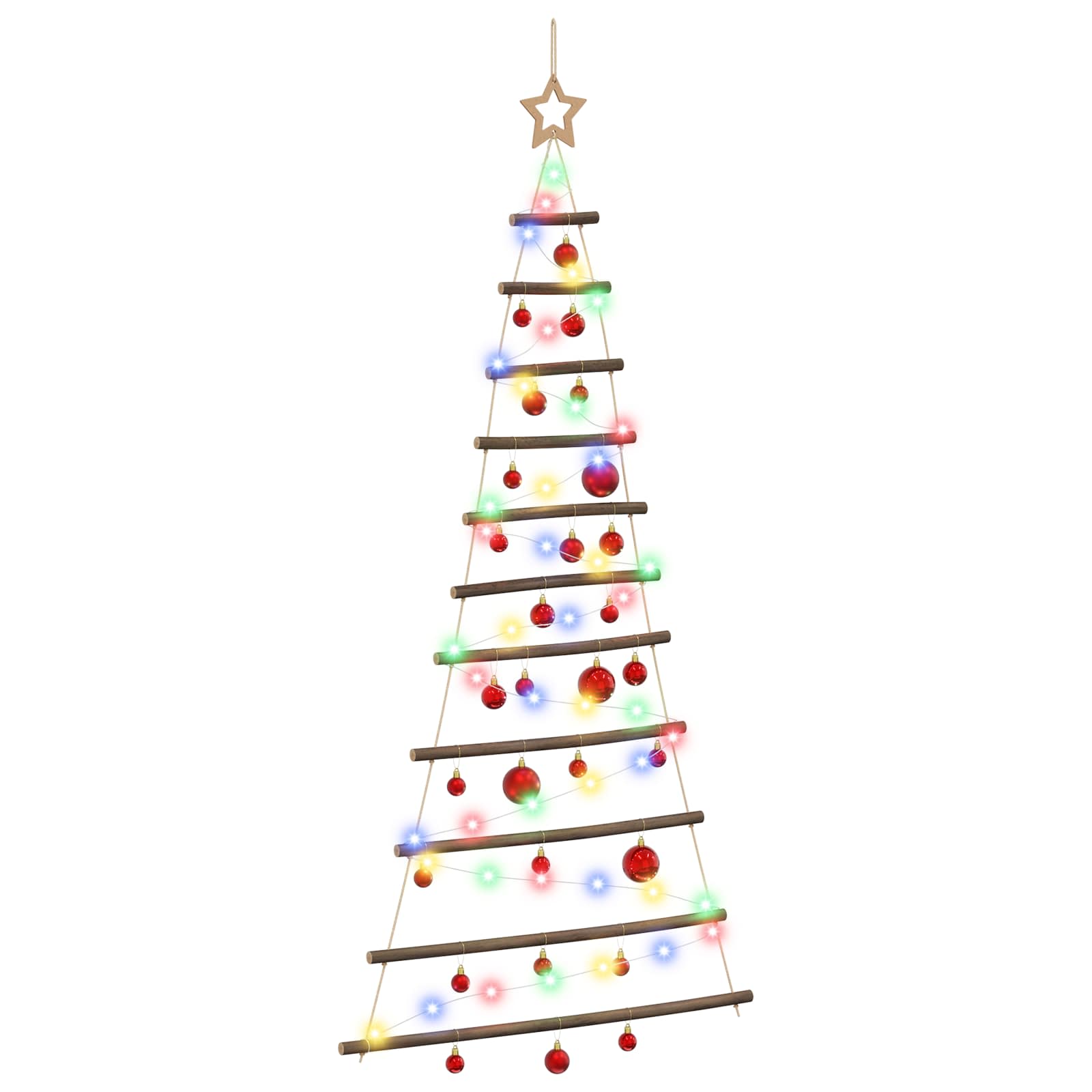 Albero di Natale appeso con palle 150 cm 80 LED Multicolore