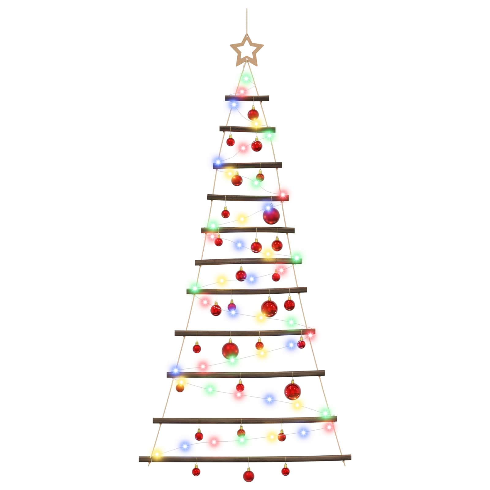 Albero di Natale appeso con palle 150 cm 80 LED Multicolore