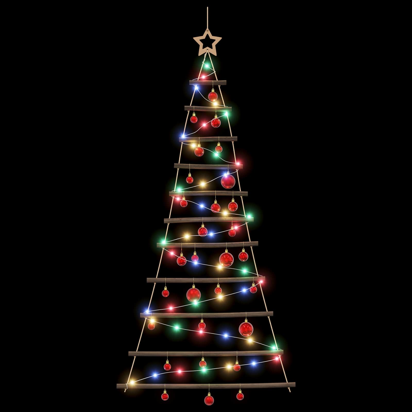 Albero di Natale appeso con palle 150 cm 80 LED Multicolore