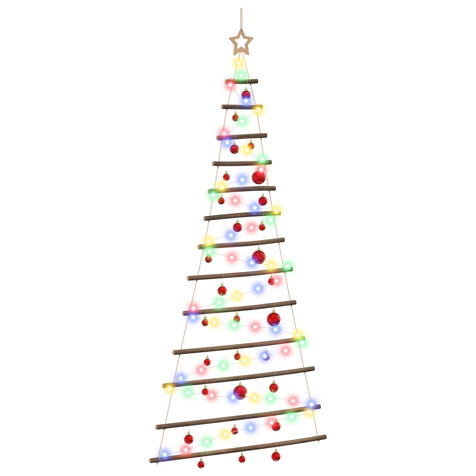 Albero di Natale appeso con palle 180 cm 100 LED Multicolore