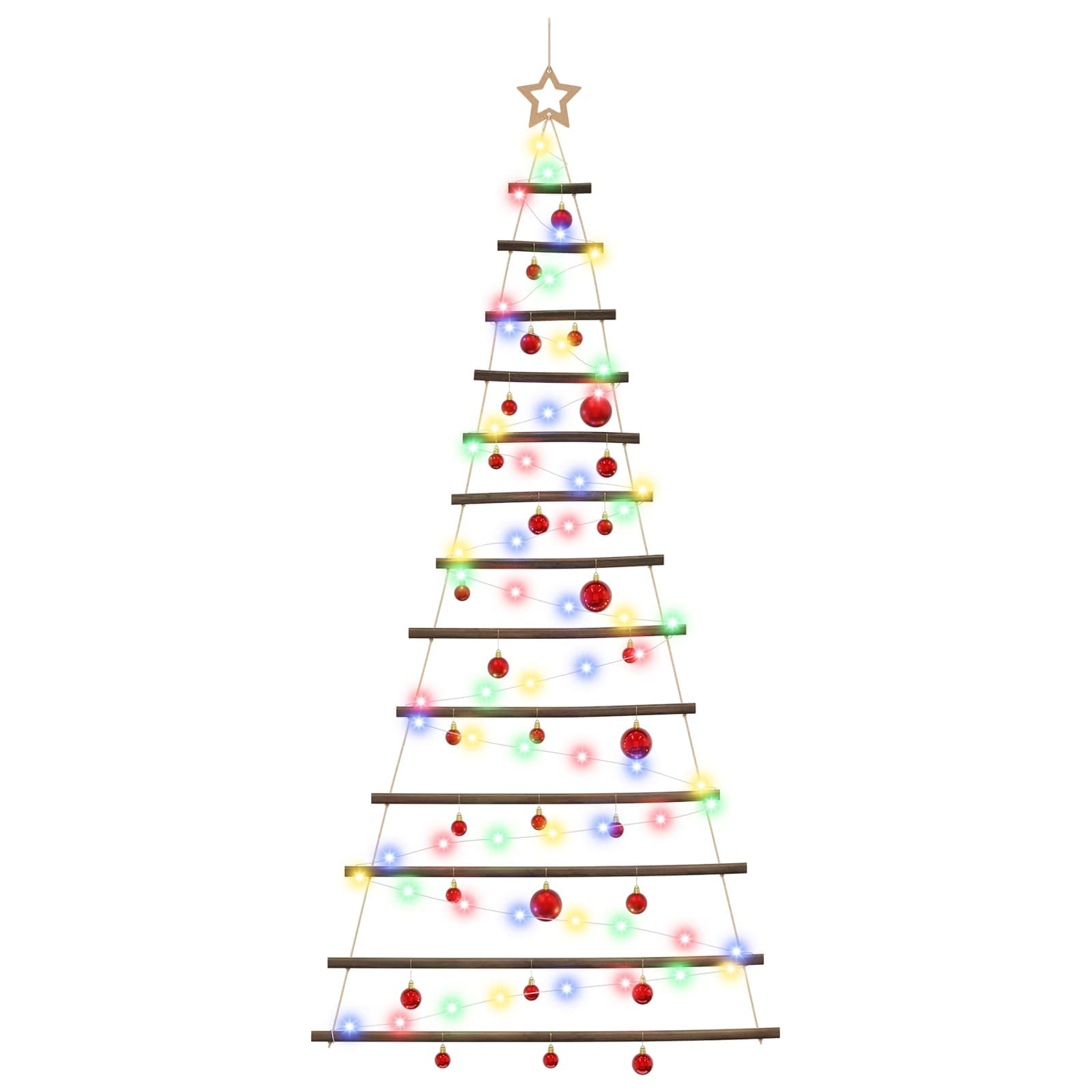 Albero di Natale appeso con palle 180 cm 100 LED Multicolore