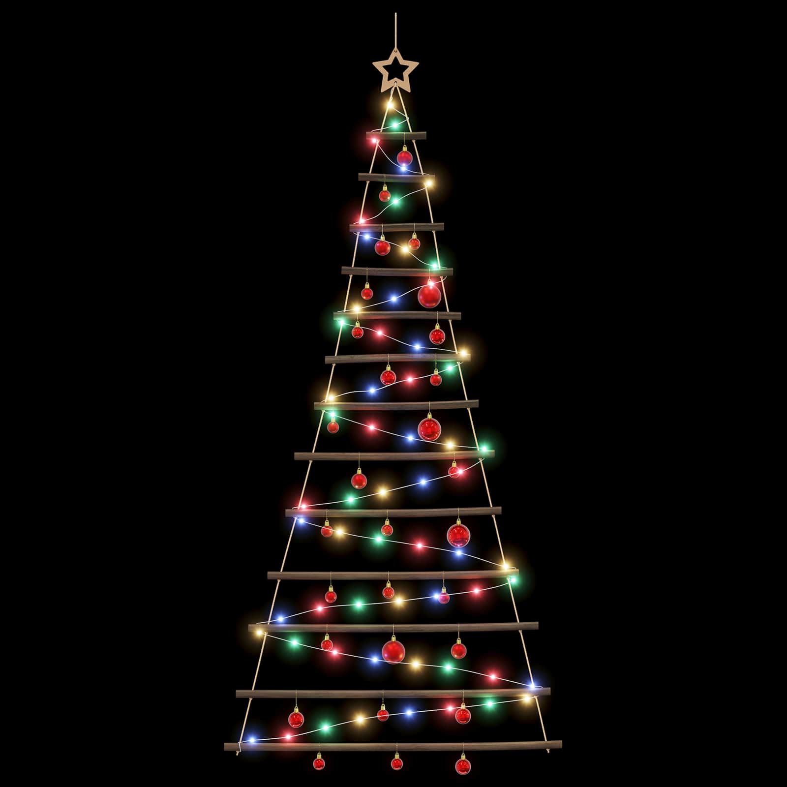 Albero di Natale appeso con palle 180 cm 100 LED Multicolore