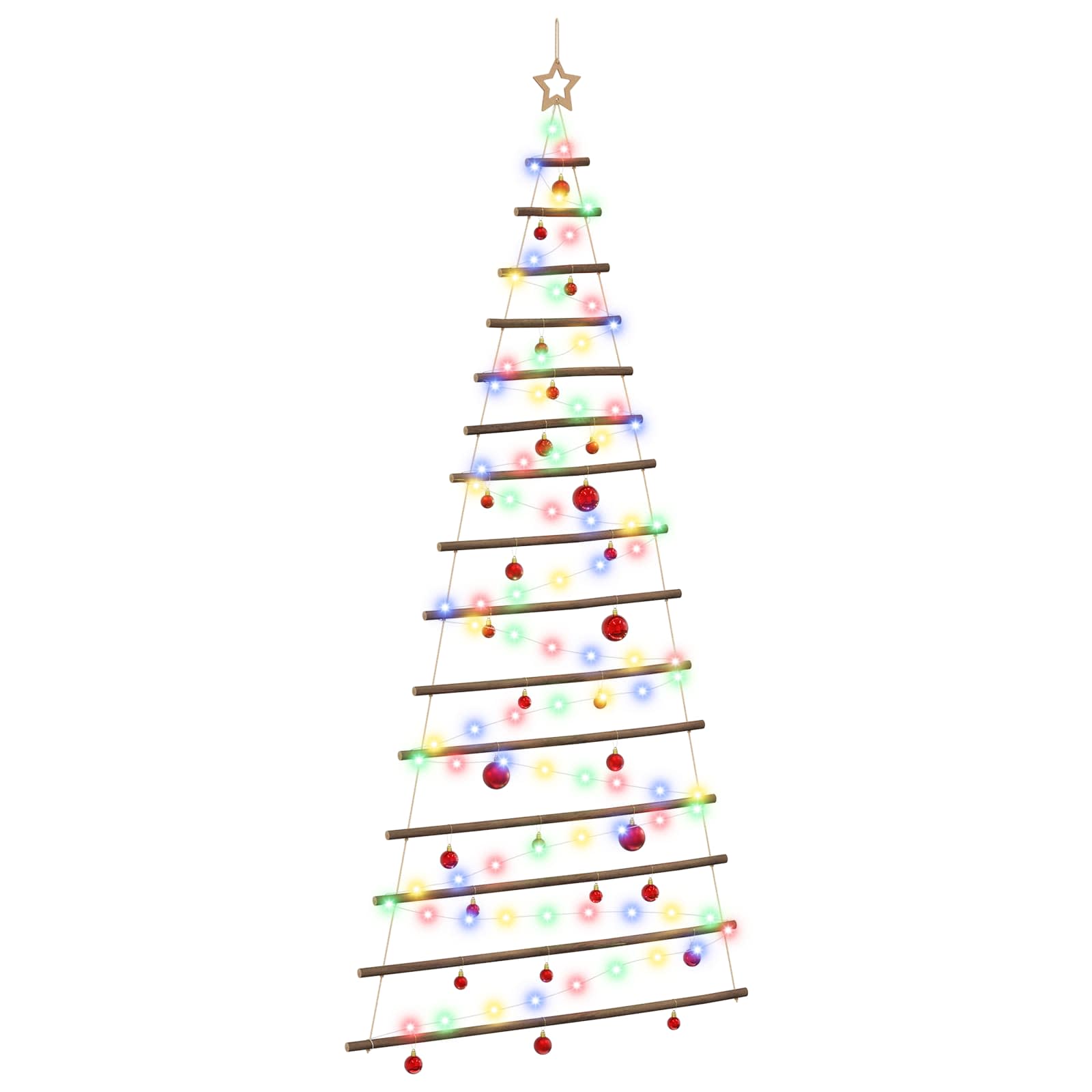 Albero di Natale appeso con palle 210 cm 130 LED Multicolore