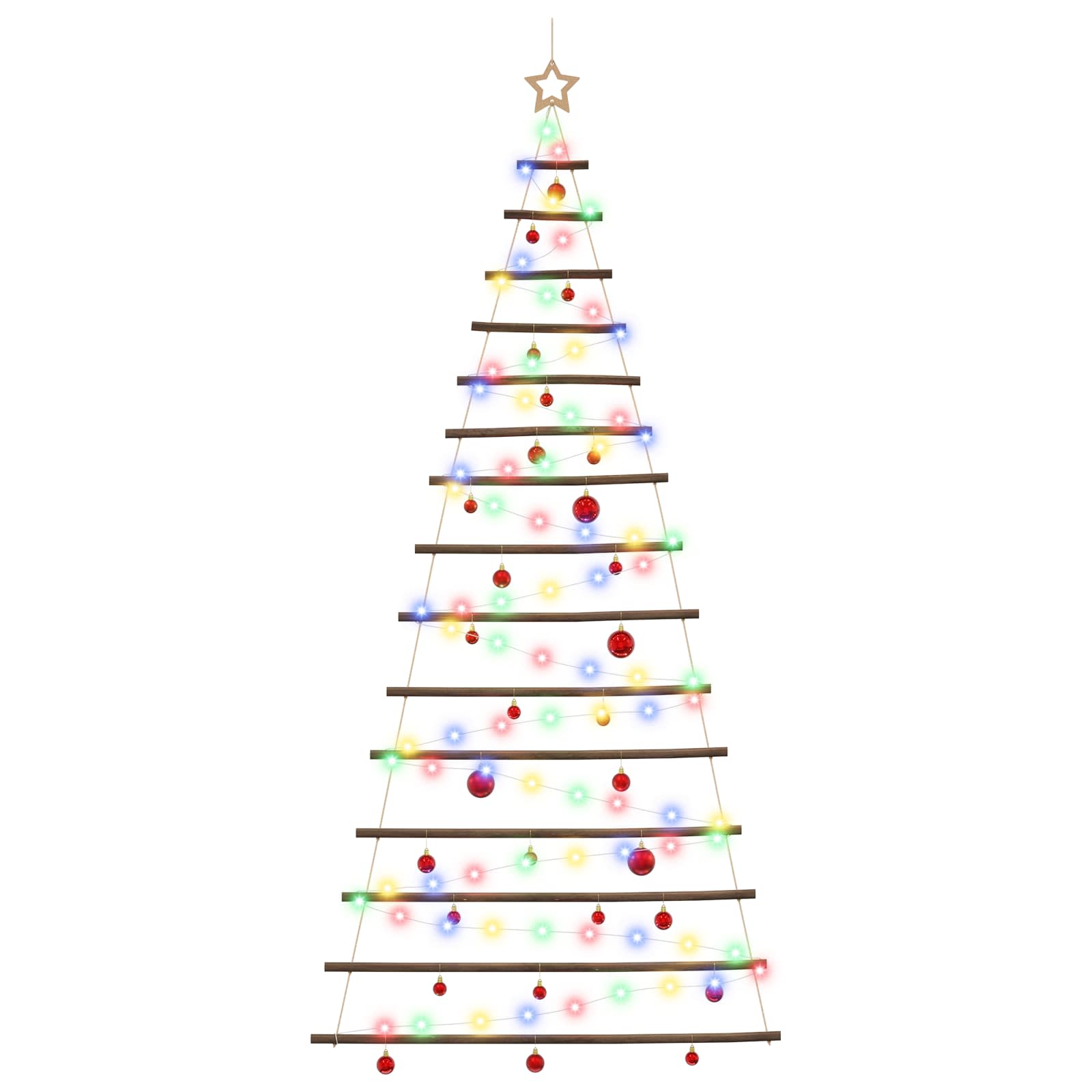 Albero di Natale appeso con palle 210 cm 130 LED Multicolore