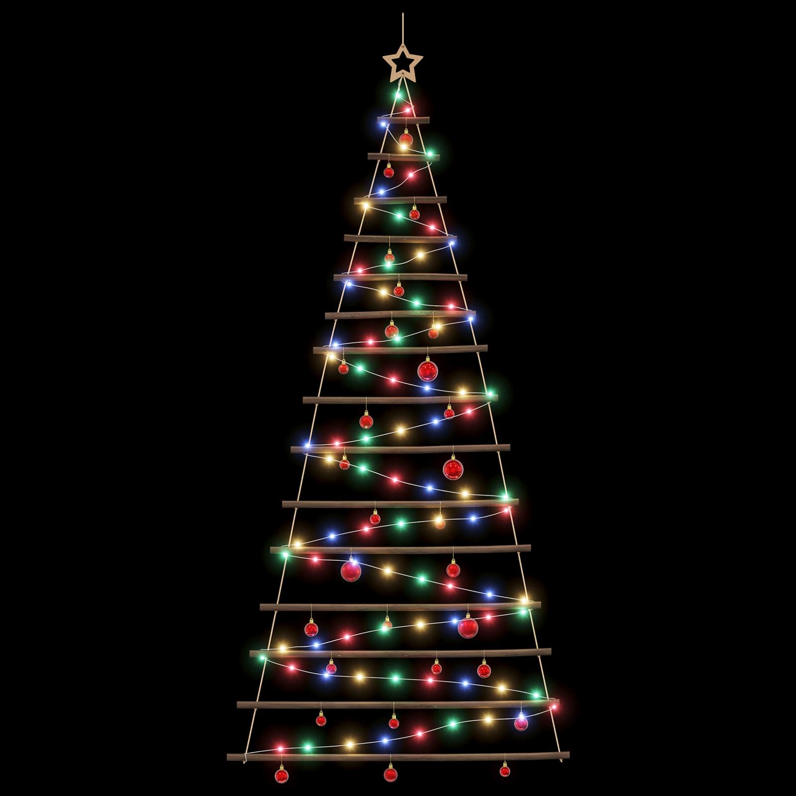 Albero di Natale appeso con palle 210 cm 130 LED Multicolore