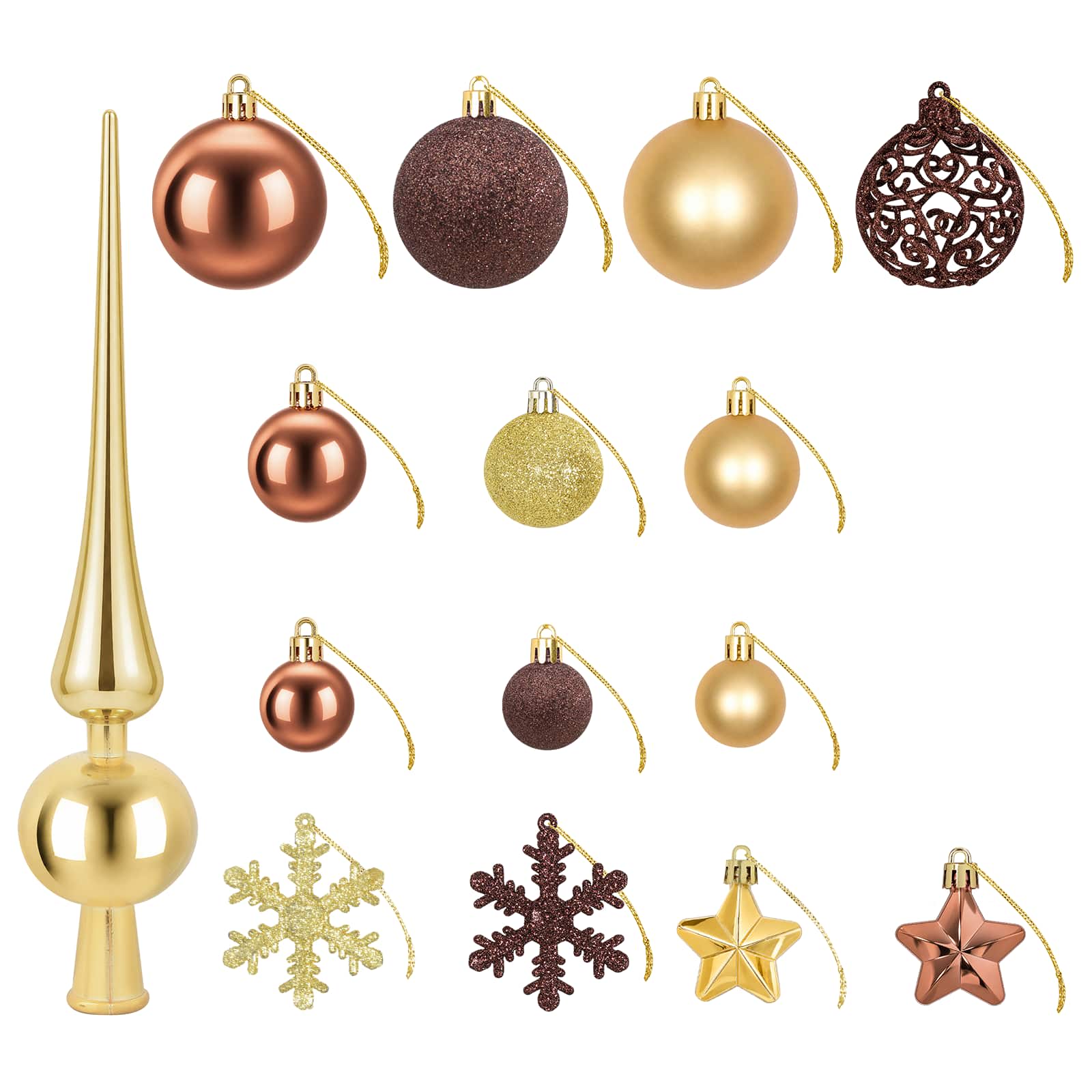 Set di Palline di Natale 111 pz Marrone e oro 6 cm Polistirolo