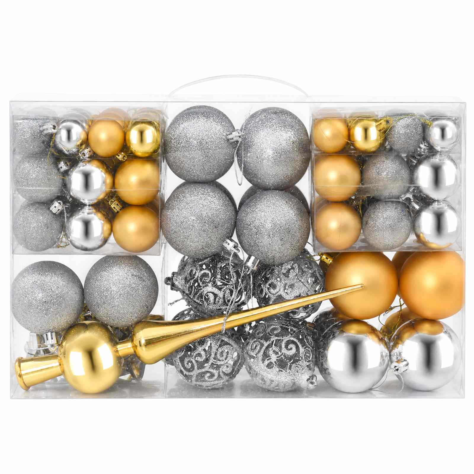 Set di Palline di Natale 111 pz Argento oro 6 cm Polistirolo