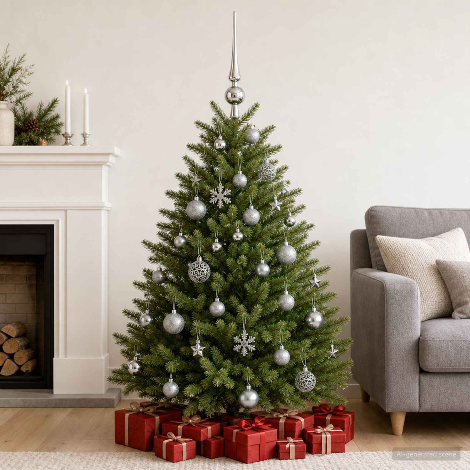 Set di Palline di Natale 111 pz Grigio 6 cm Polistirolo