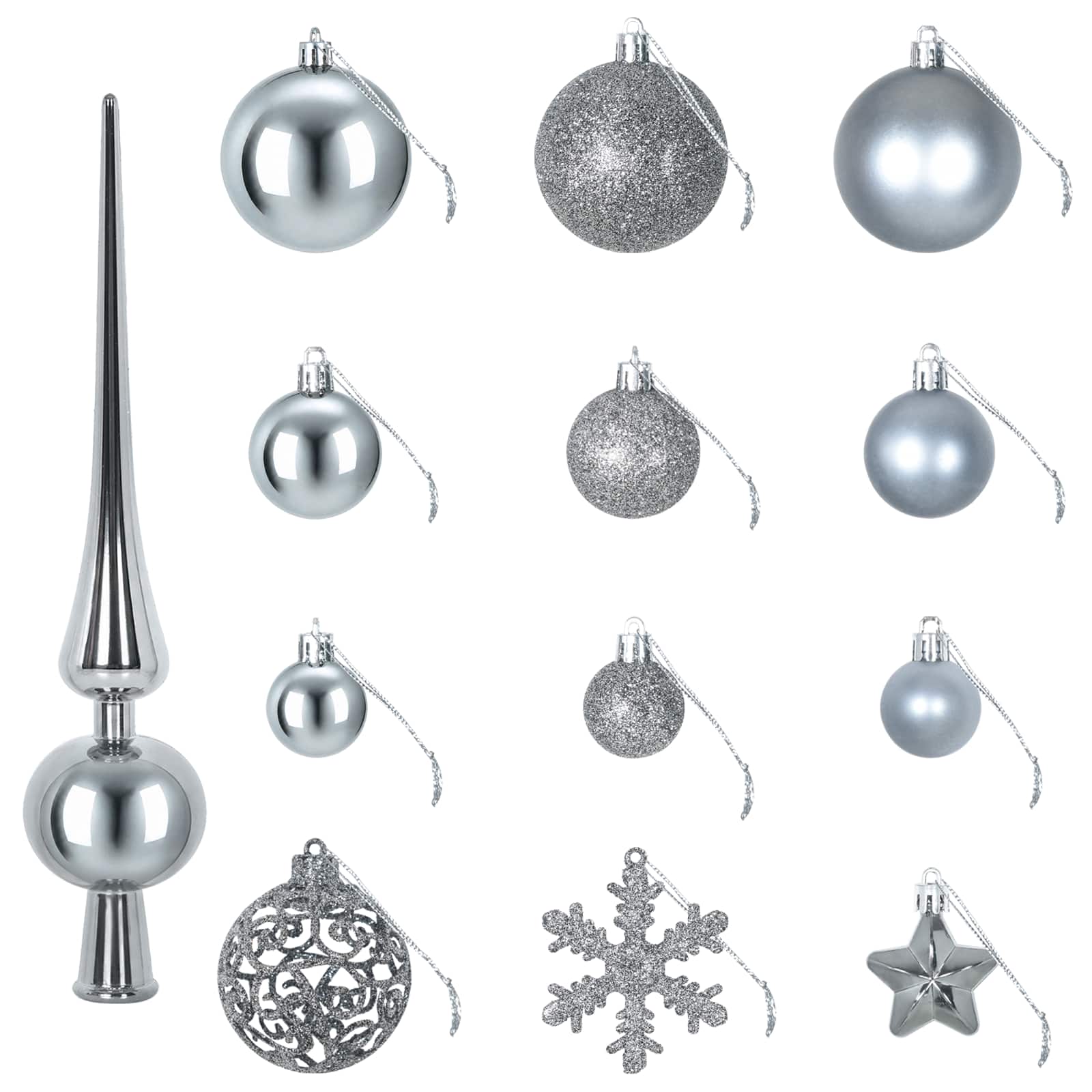 Set di Palline di Natale 111 pz Grigio 6 cm Polistirolo