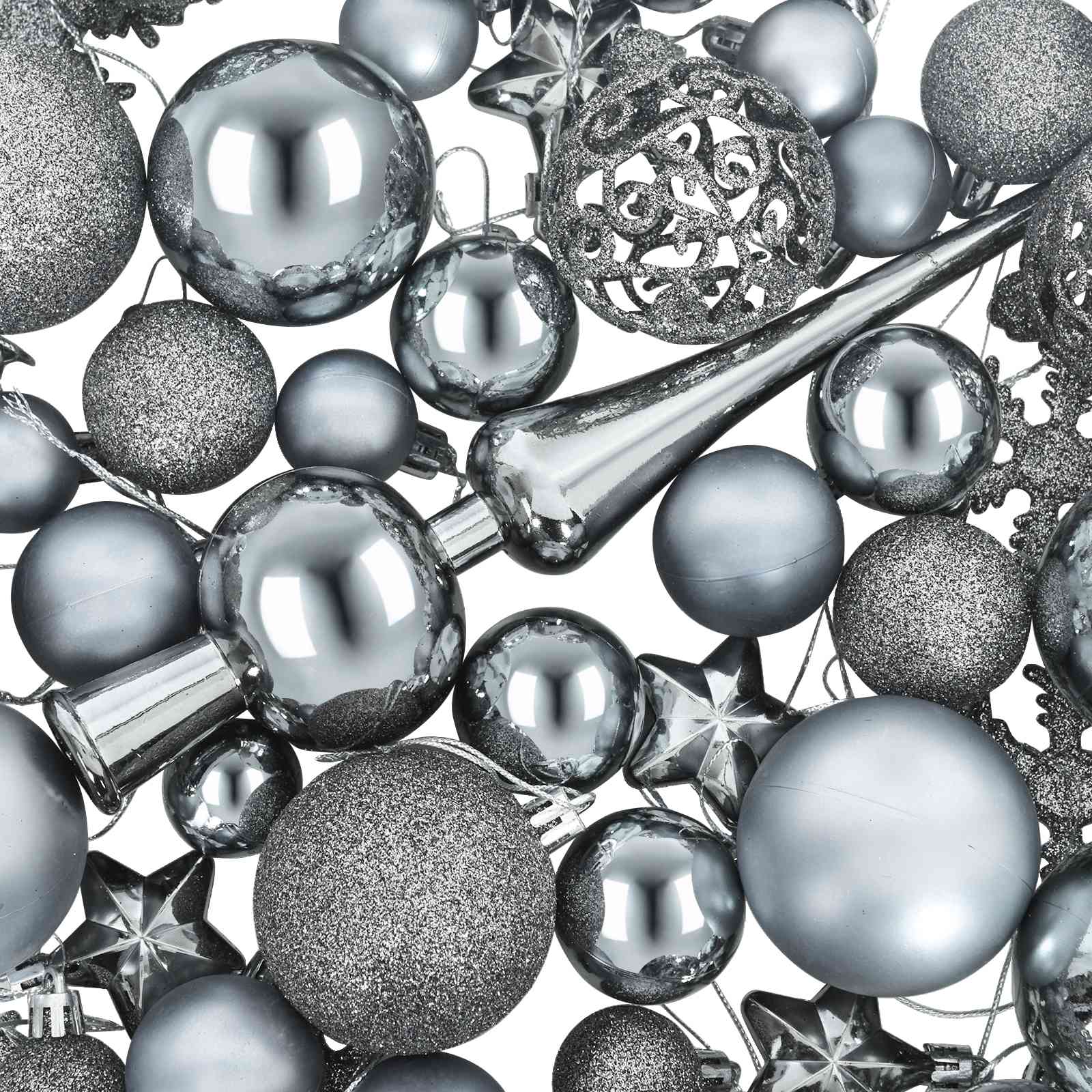 Set di Palline di Natale 111 pz Grigio 6 cm Polistirolo