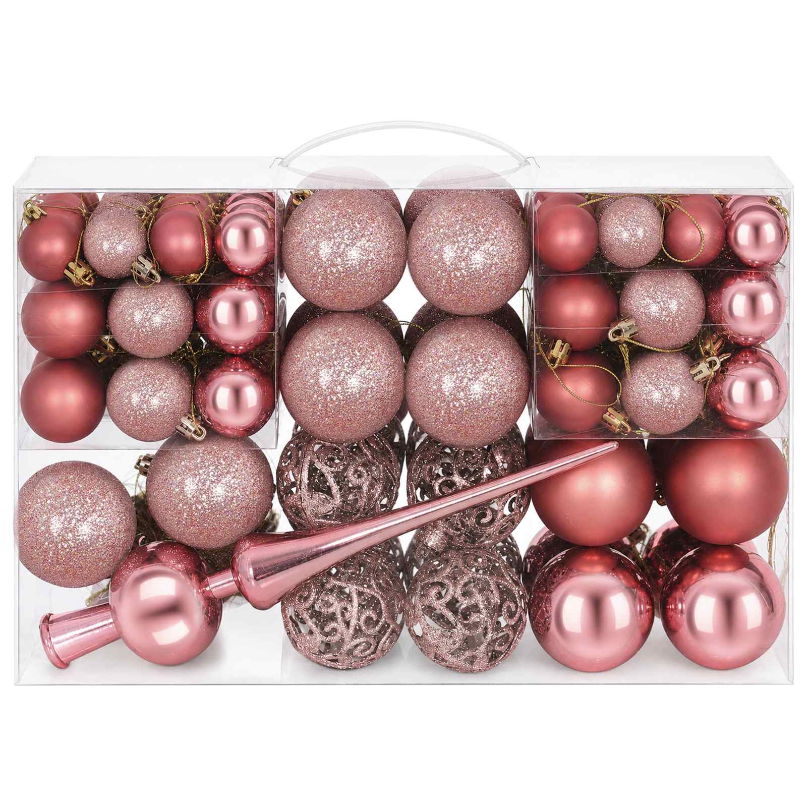 Set di Palline di Natale 111 pz Rosa antico 6 cm Polistirolo