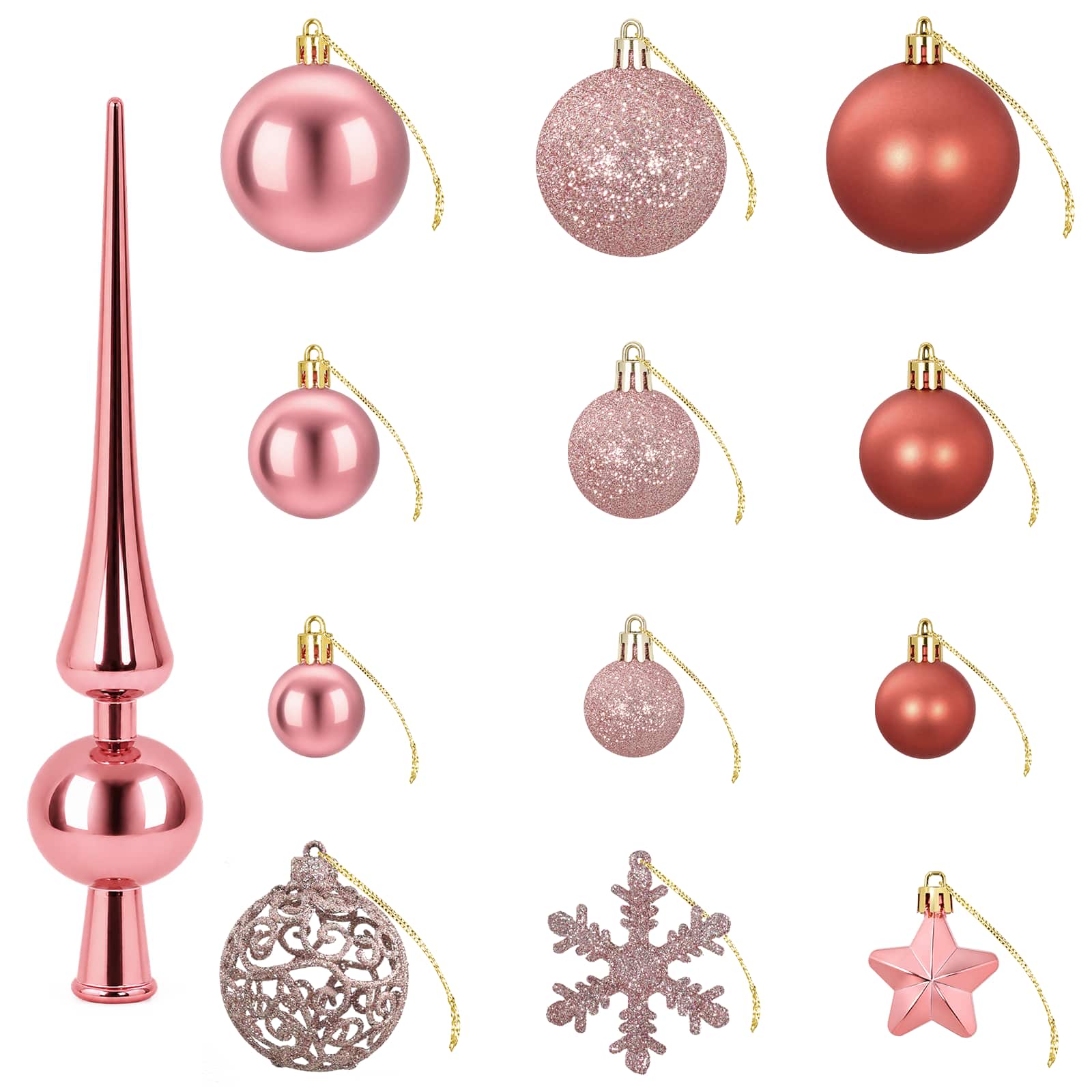 Set di Palline di Natale 111 pz Rosa antico 6 cm Polistirolo