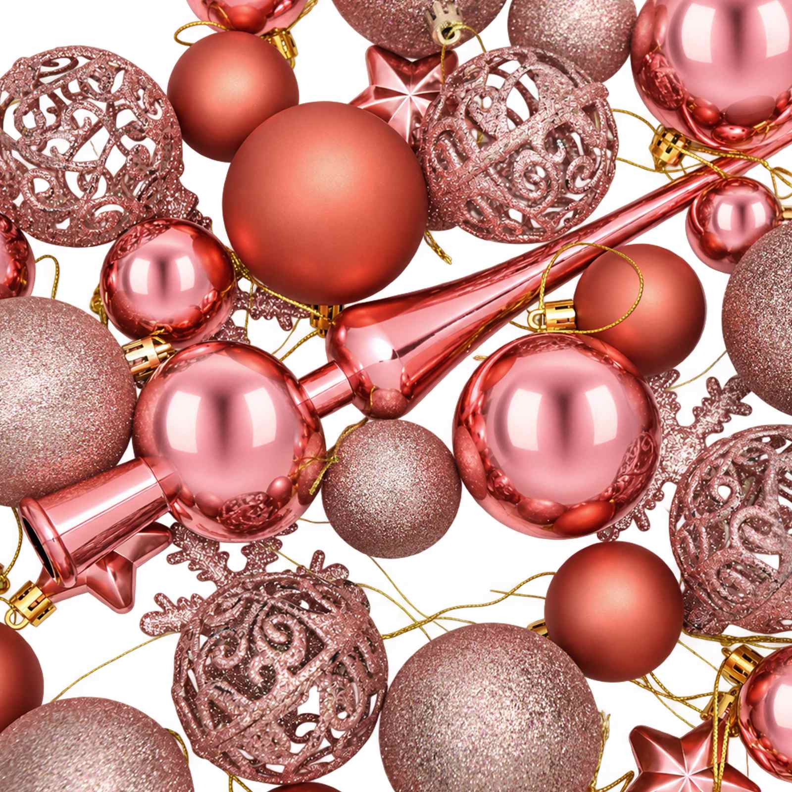 Set di Palline di Natale 111 pz Rosa antico 6 cm Polistirolo