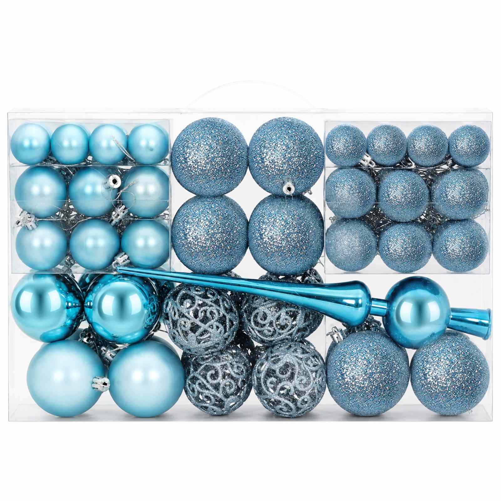 Set di Palline di Natale 111 pz Turchese 6 cm Polistirolo